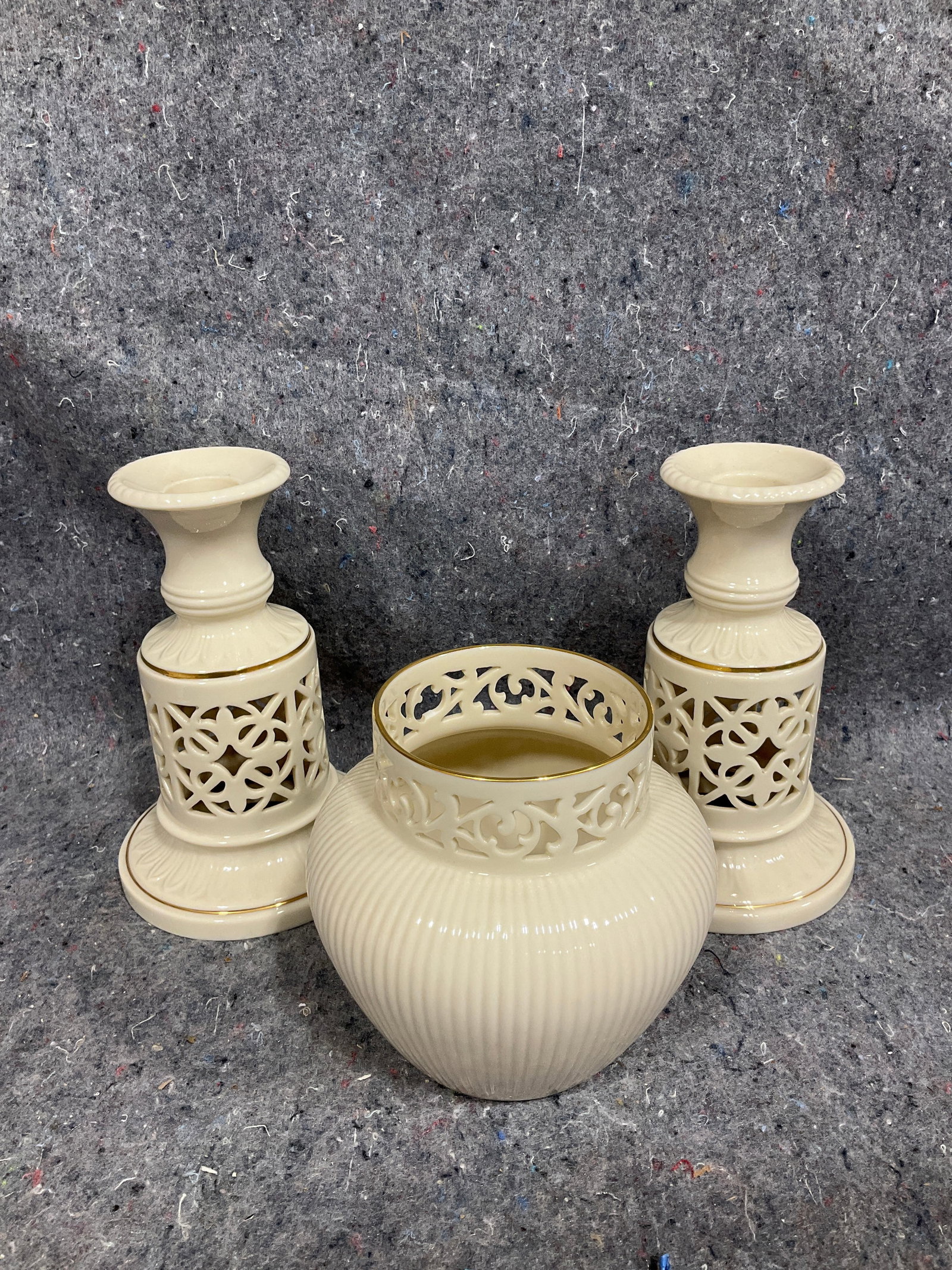 Lenox candleholders and vase(6.5in tallest) (1 of 1)