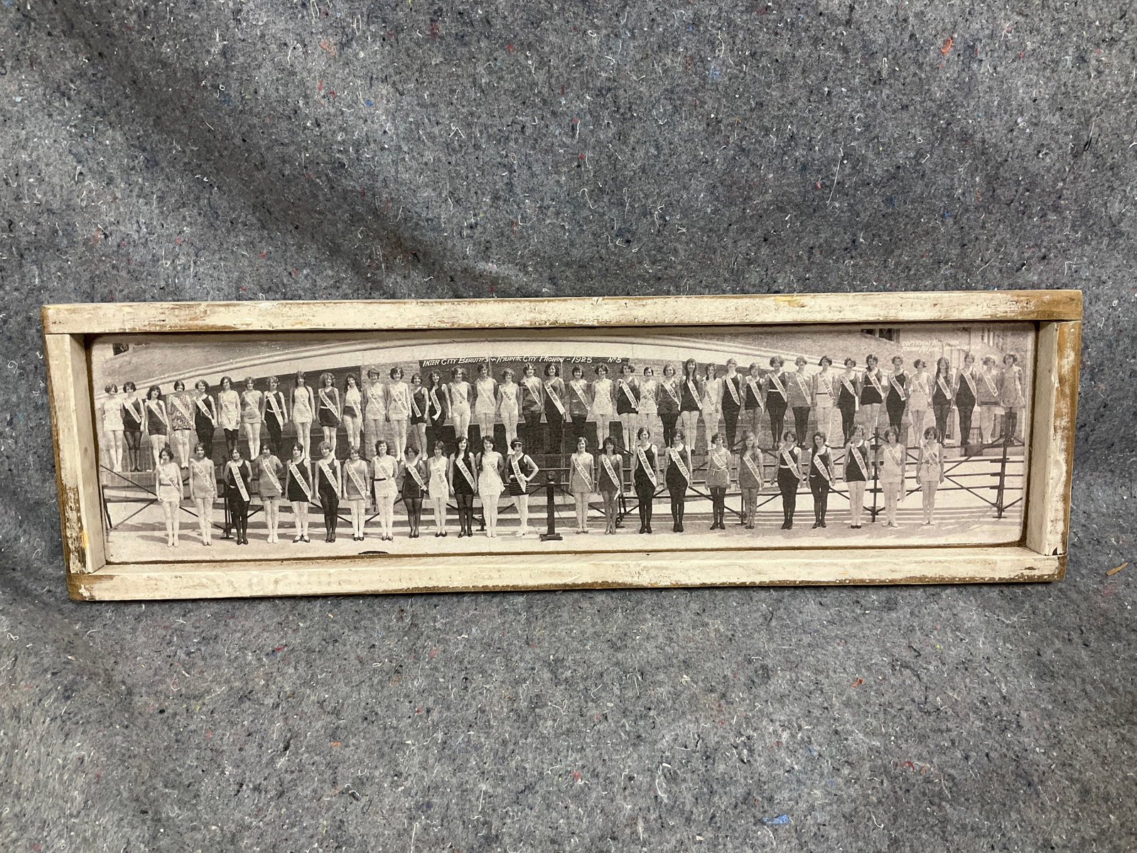 Vintage wooden framed panoramic beauty paegant photograph(7.5inx25in) (1 of 1)