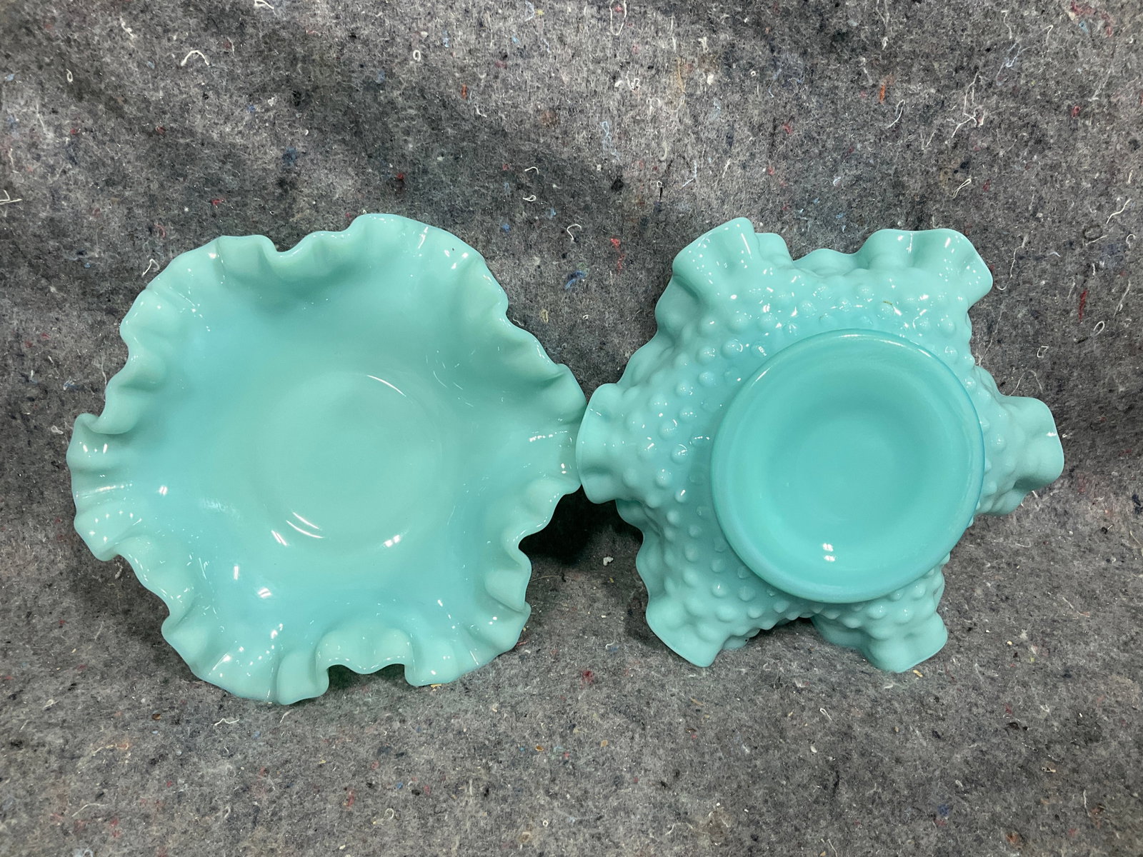 Fenton Turquoise Hobnail Milk Glass Candy Dishes (2in Tall) (1 of 1)