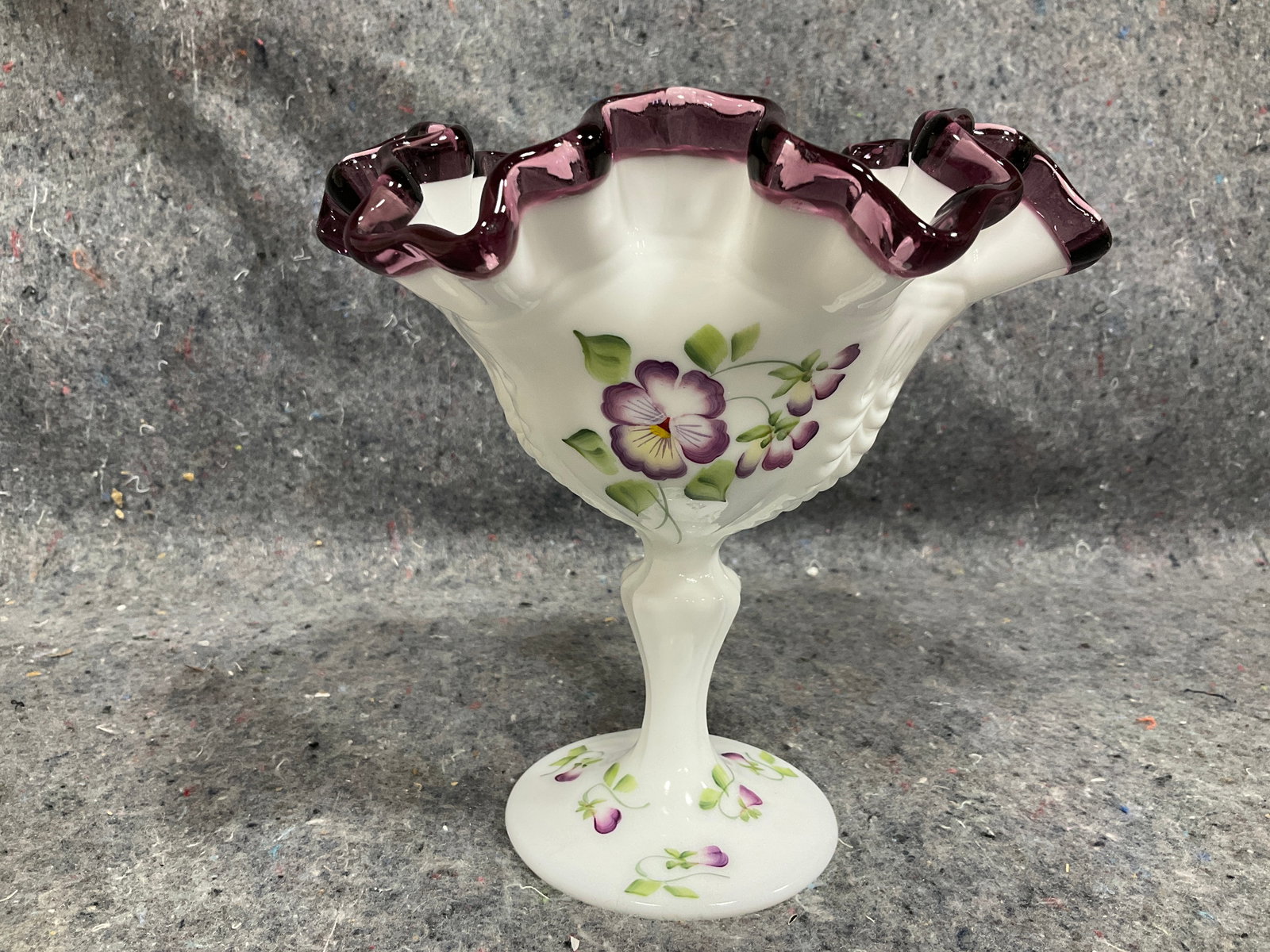 Vintage Fenton Ruffled Edge Glass Compote (6.5in Tall) (1 of 1)