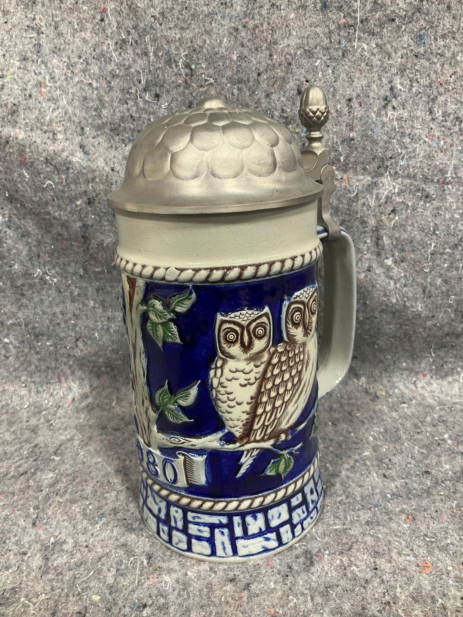 Vintage Goebel Bavarian Owl Lidded Stein (8.5in Tall) (1 of 1)