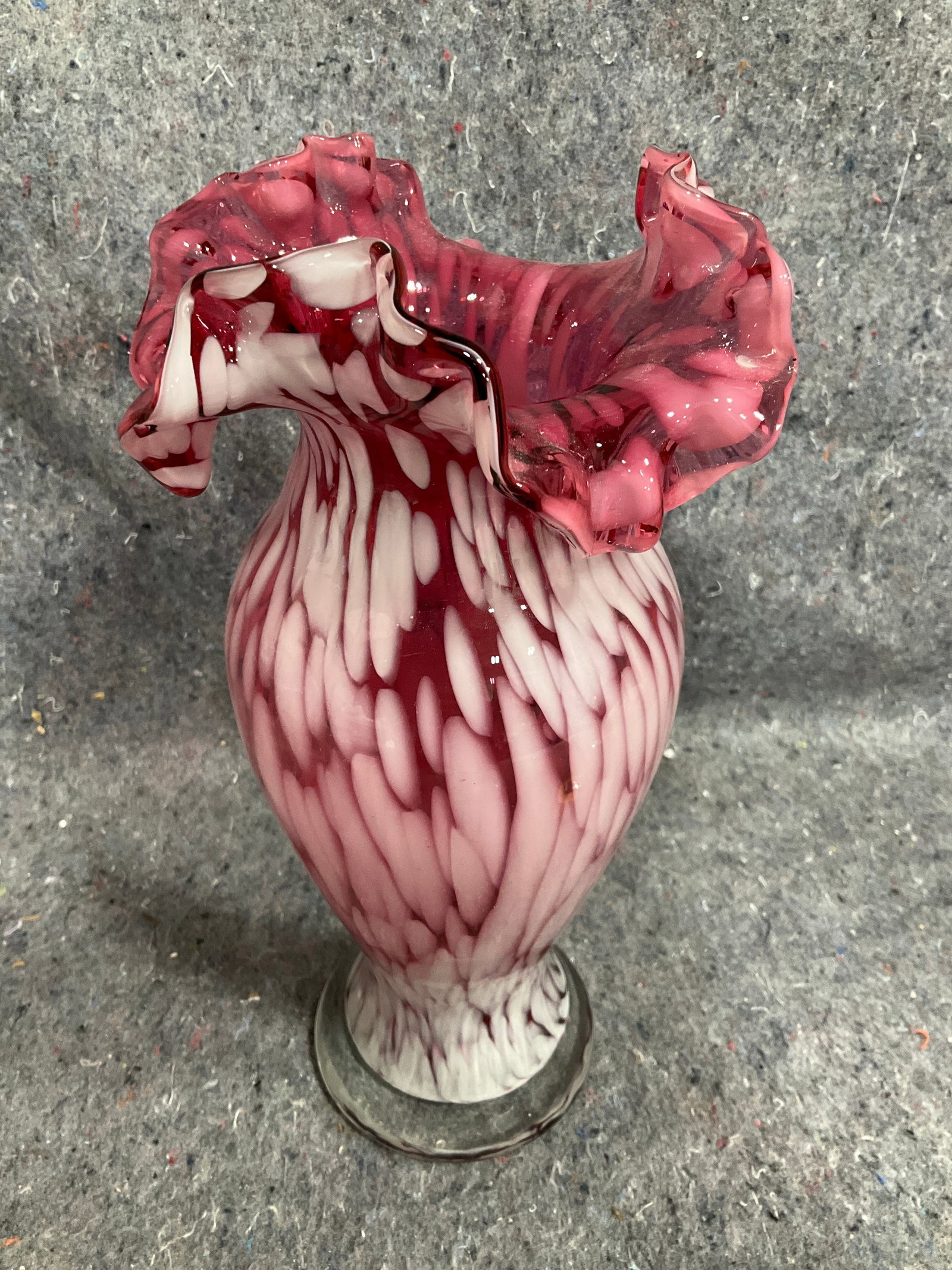 Fenton Cranberry Ruffled Edge Vase (11.5in Tall): Fenton Cranberry Ruffled Edge Vase (11.5in Tall)