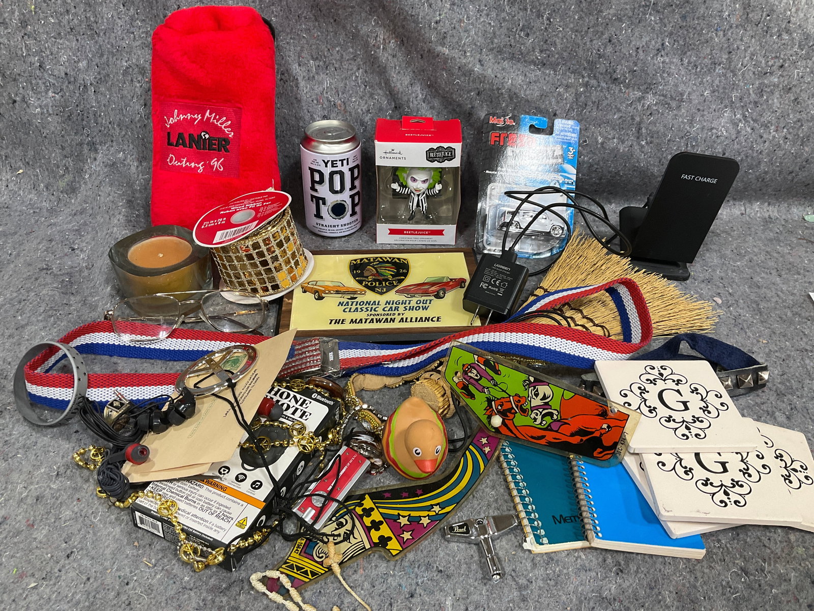 Hall Beetlejuice Ornament, Maisto Car, Matawan Police Wall Plaque, and Other Various Items (1 of 1)