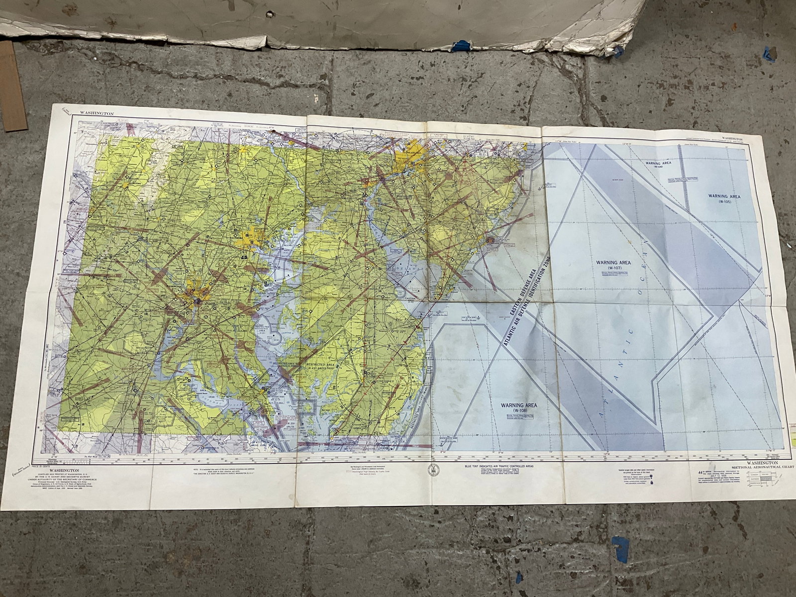 Vintage US Coast Guard Washington DC Aeronautical Chart Map 1956 (45inx23in): Vintage US Coast Guard Washington DC Aeronautical Chart Map 1956 (45inx23in)