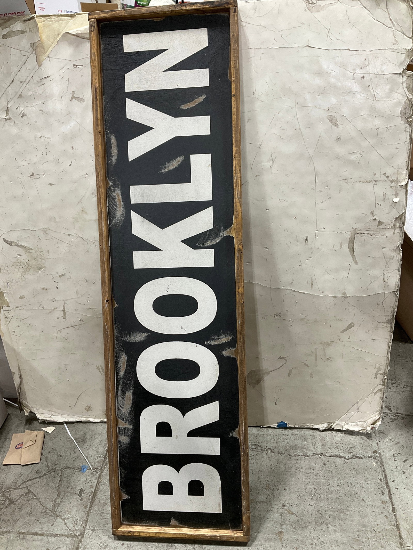 Wooden framed Brooklyn wall decor(13.5inx49in): Wooden framed Brooklyn wall decor(13.5inx49in)