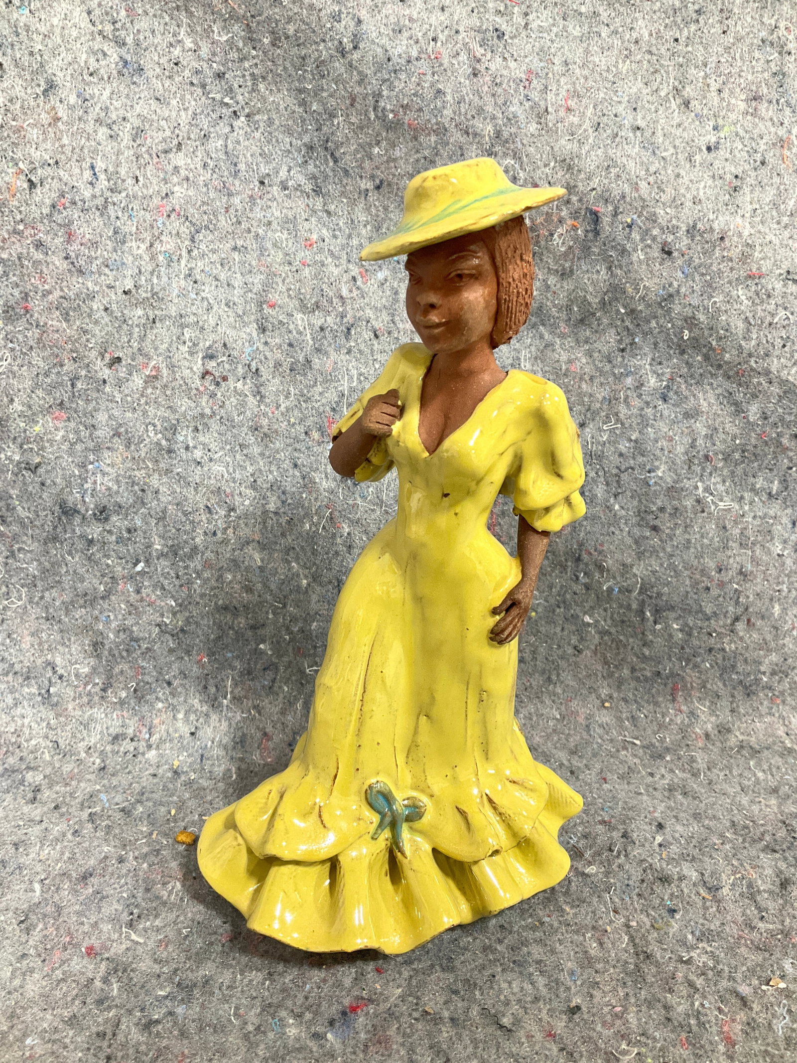 Jamaican handmade red clay art sculpture signed on bottom(8.5intall): Jamaican handmade red clay art sculpture signed on bottom(8.5intall)