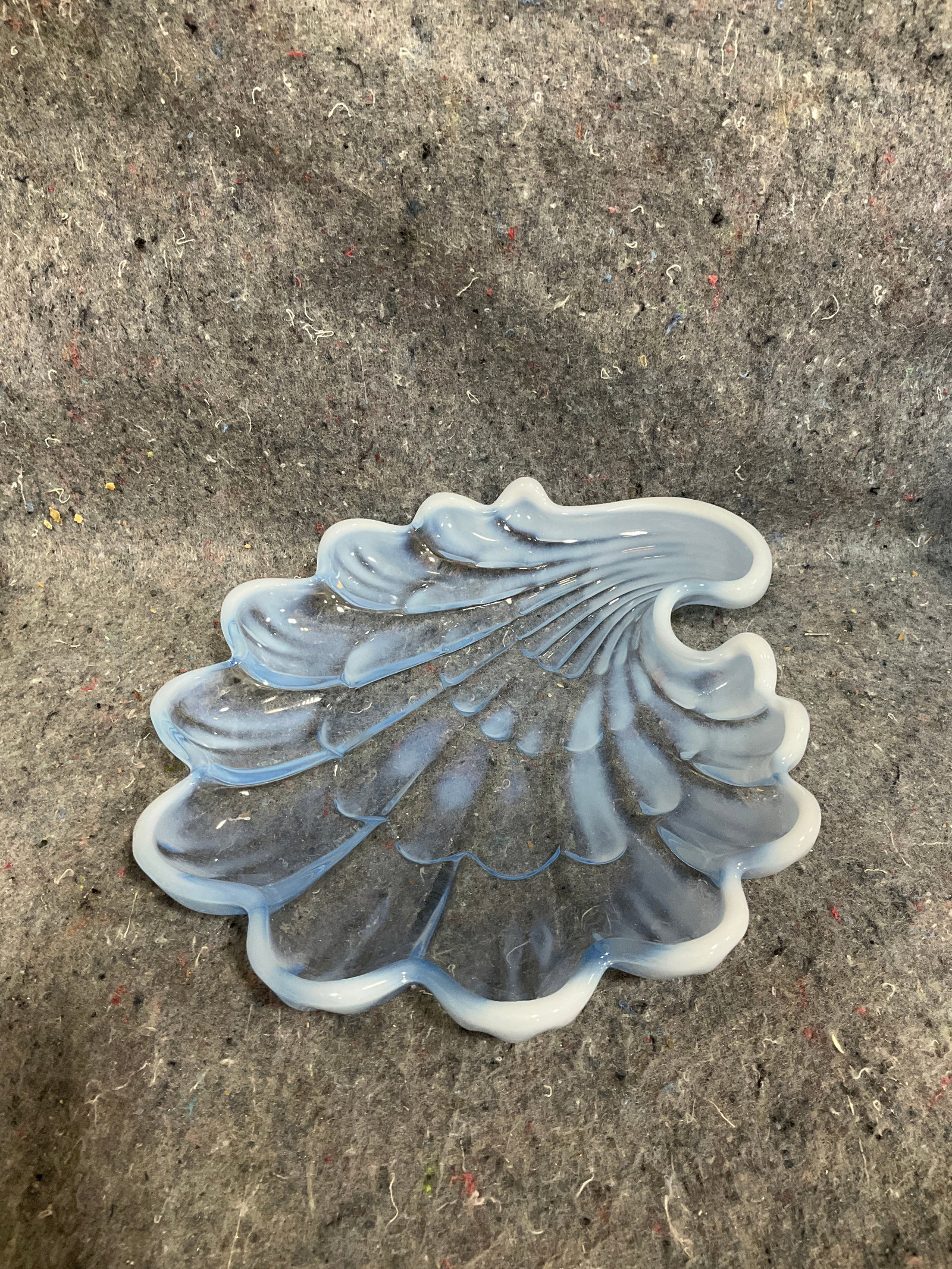 Duncan & Miller blue opalescent seashell shaped tray(8.5in Long) (1 of 1)