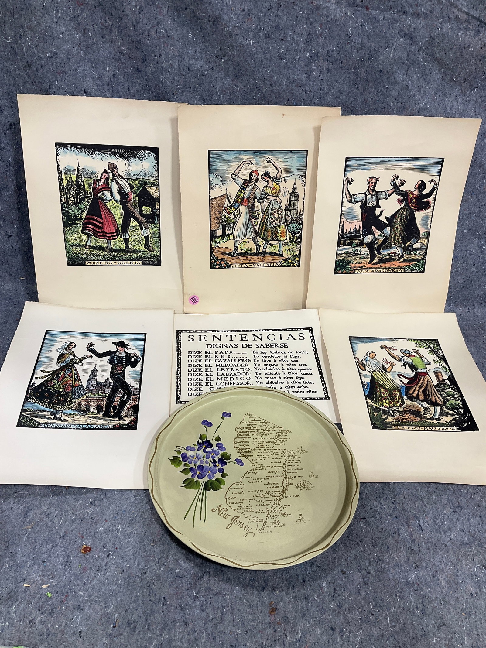 NJ State Tin Decor (11in Across), and Various J Castells Marti Art Prints, and more (1 of 1)