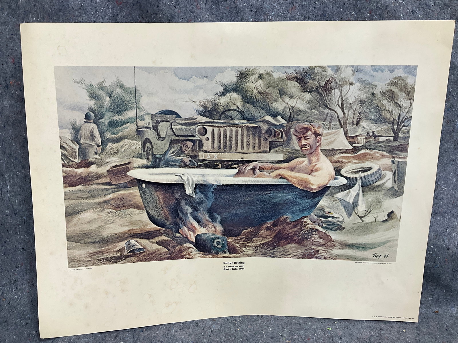 Soldier bathing print by Edward Reep with signature(17inx22in) (1 of 1)