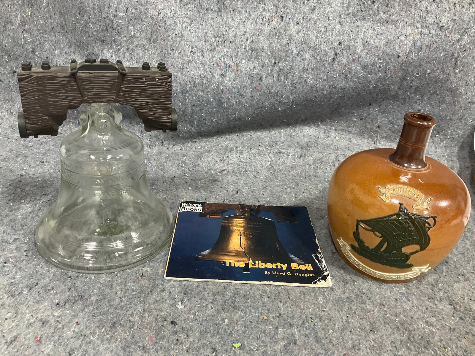 Liberty Bell, and Empty Royal Doulton Whisky Jug (Tallest - 8in) (1 of 1)