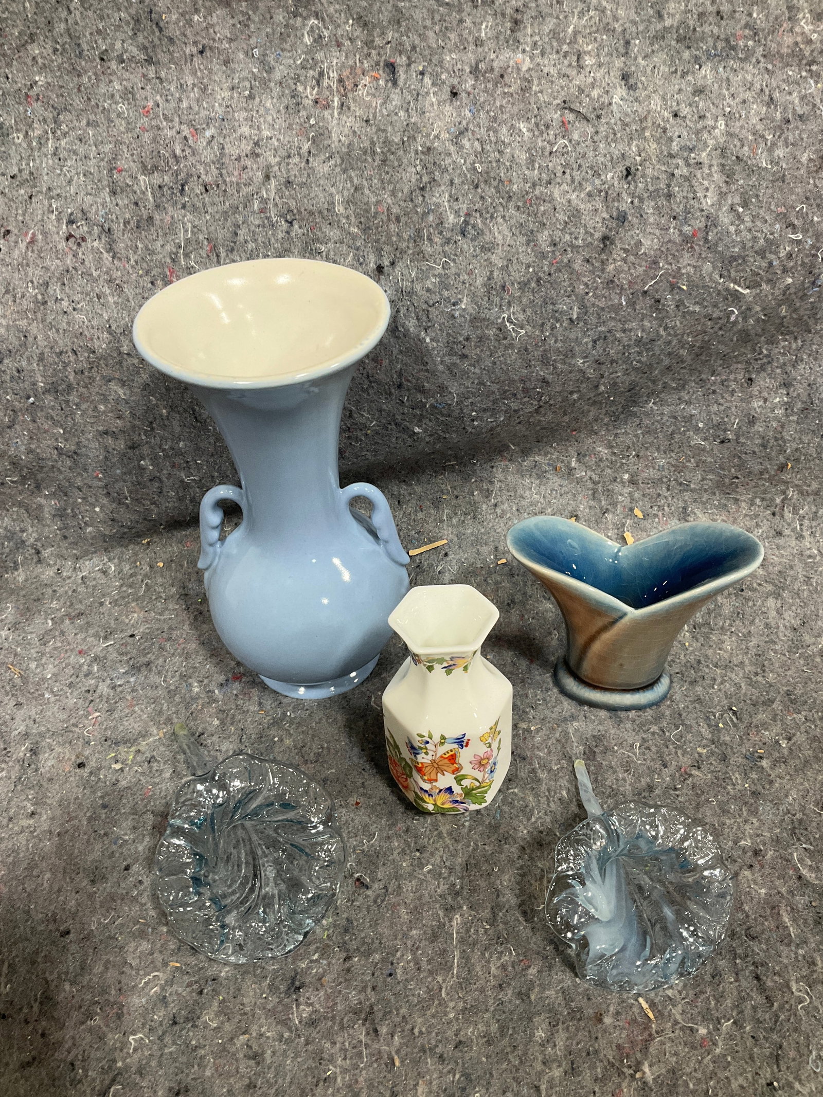 Ceramic vases and glass flowers(7in tallest) (1 of 1)