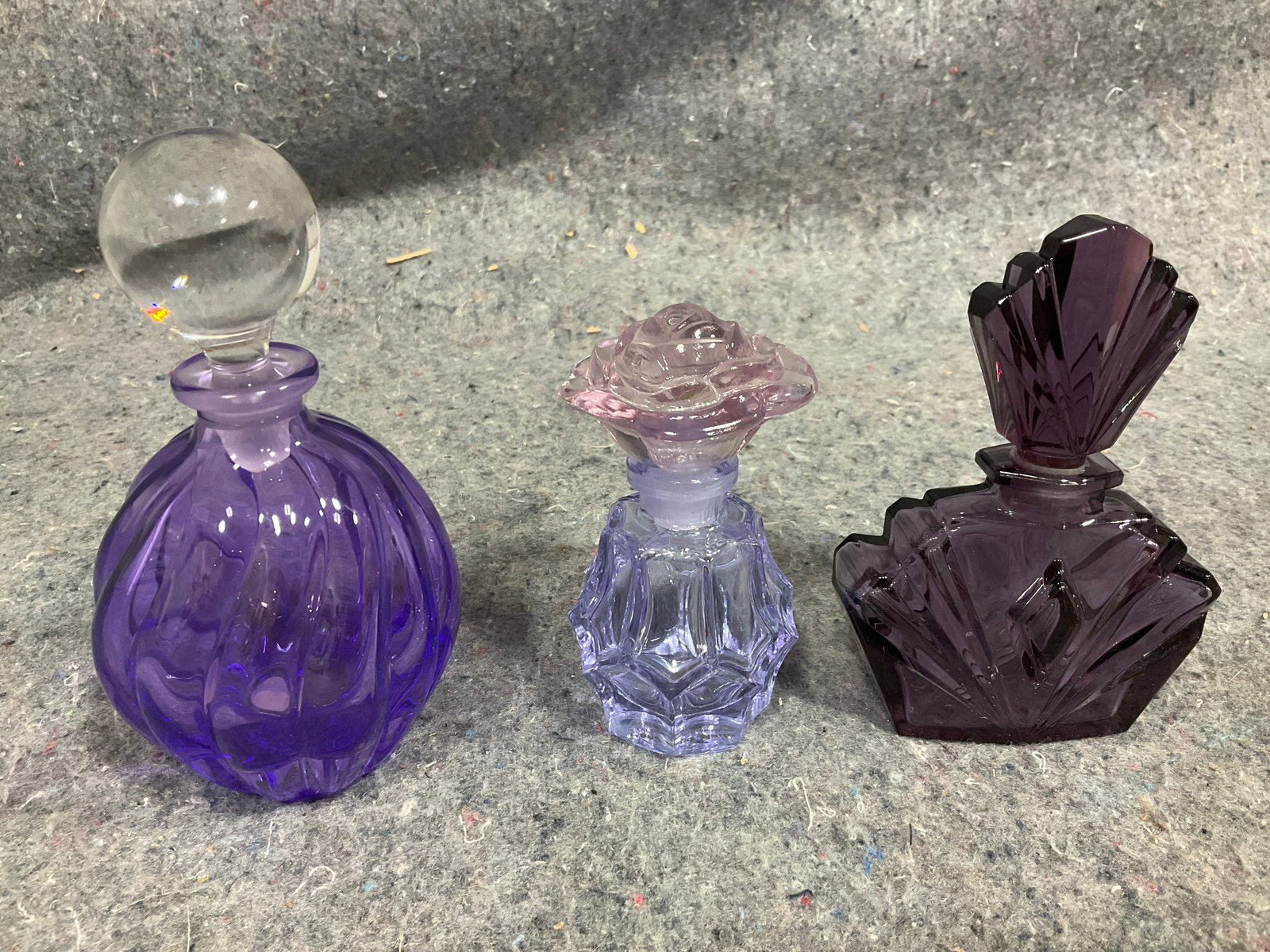 Vintage amethyst glass perfume bottles(5.5intall) (1 of 1)