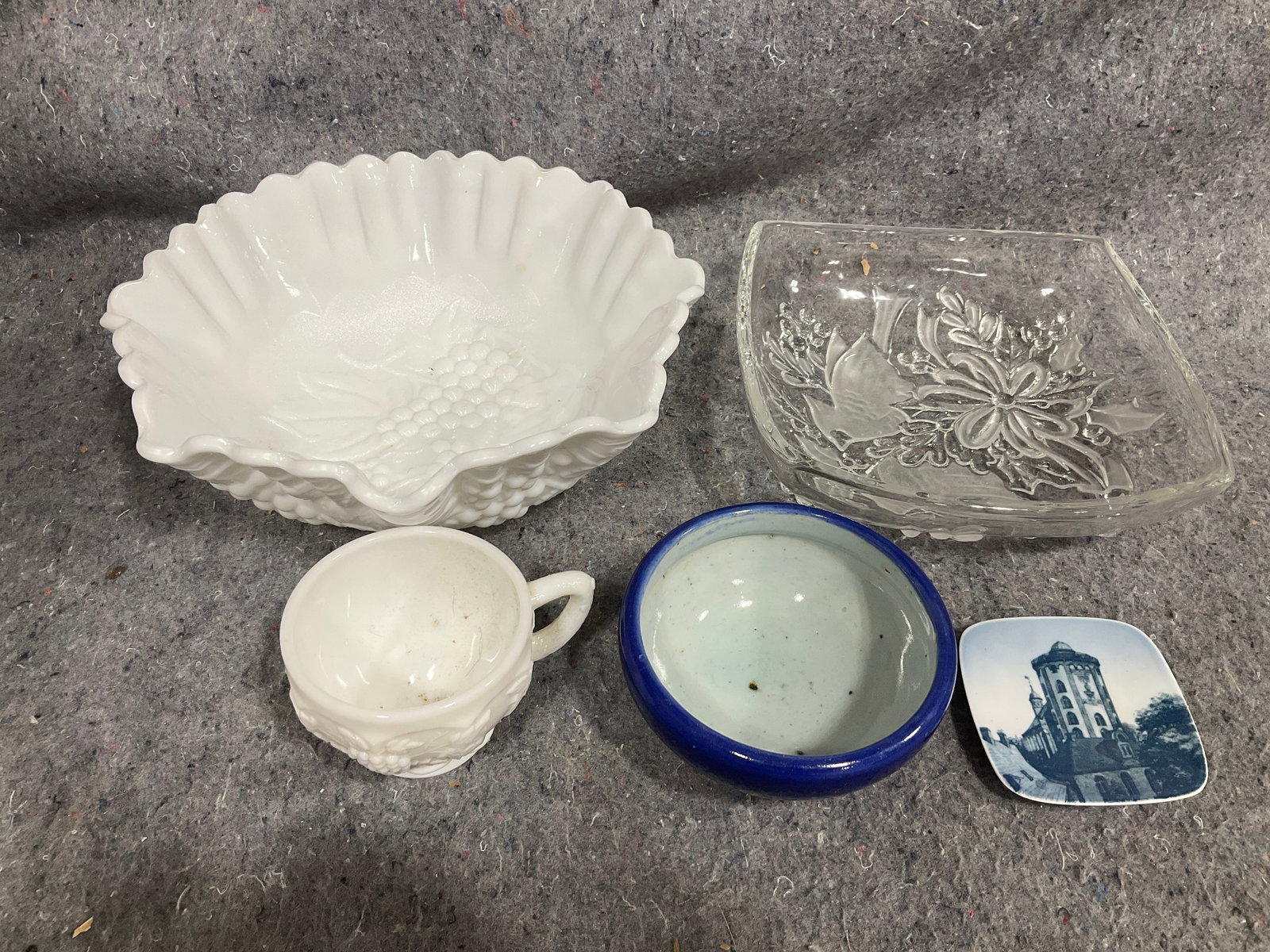 Pottery bowl, milk glass, and more(tallest 4in) (1 of 1)