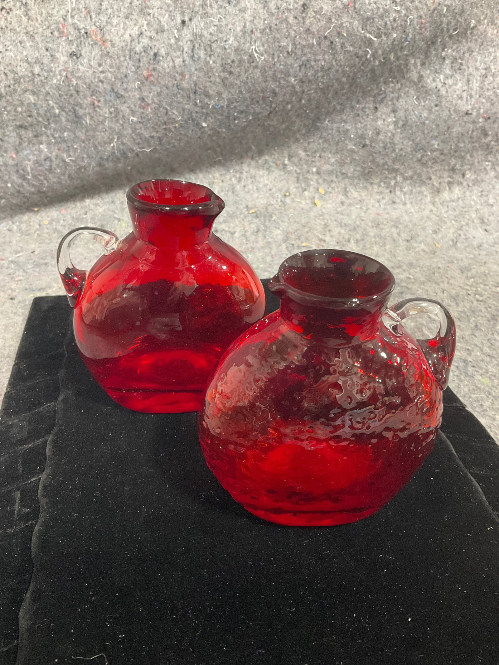 Hand blown ruby glass pitchers(4.5in tallest) (1 of 1)