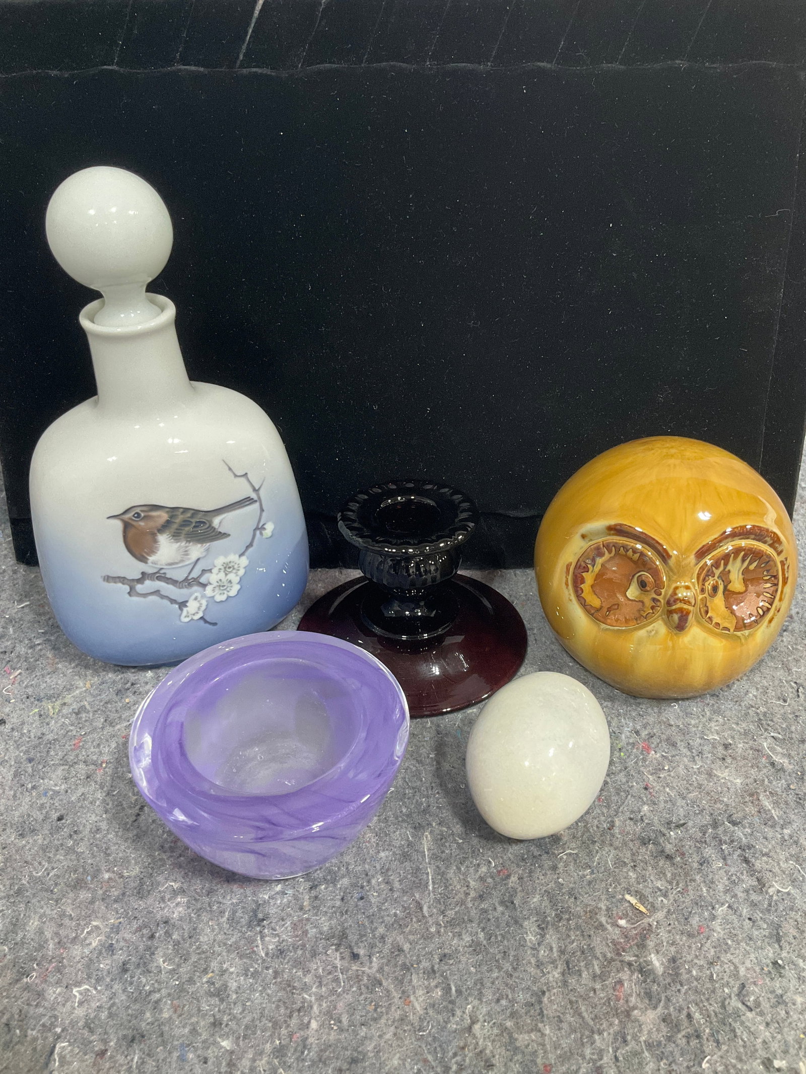 Royal Copenhagen decanter (8in tall), circa ceramic owl, and more (1 of 1)