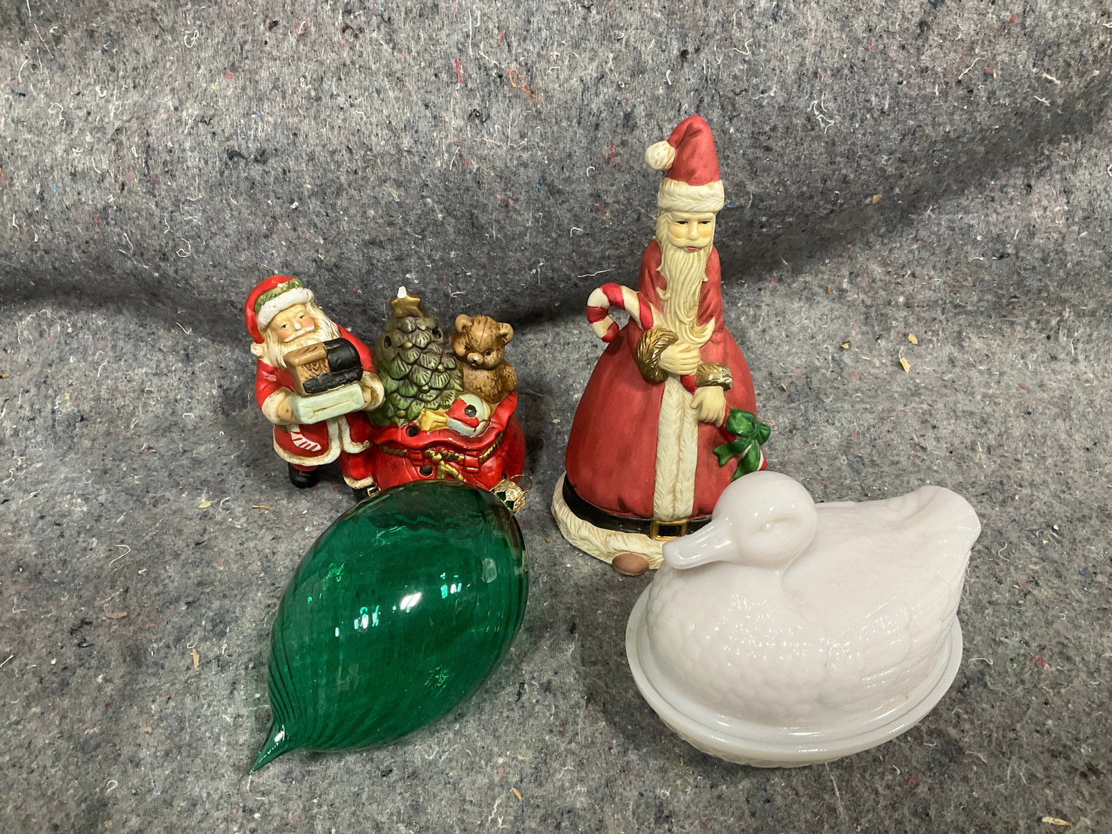 Chrsitmas bell/statue, milk glass nesting hen, and more(7in tallest) (1 of 1)
