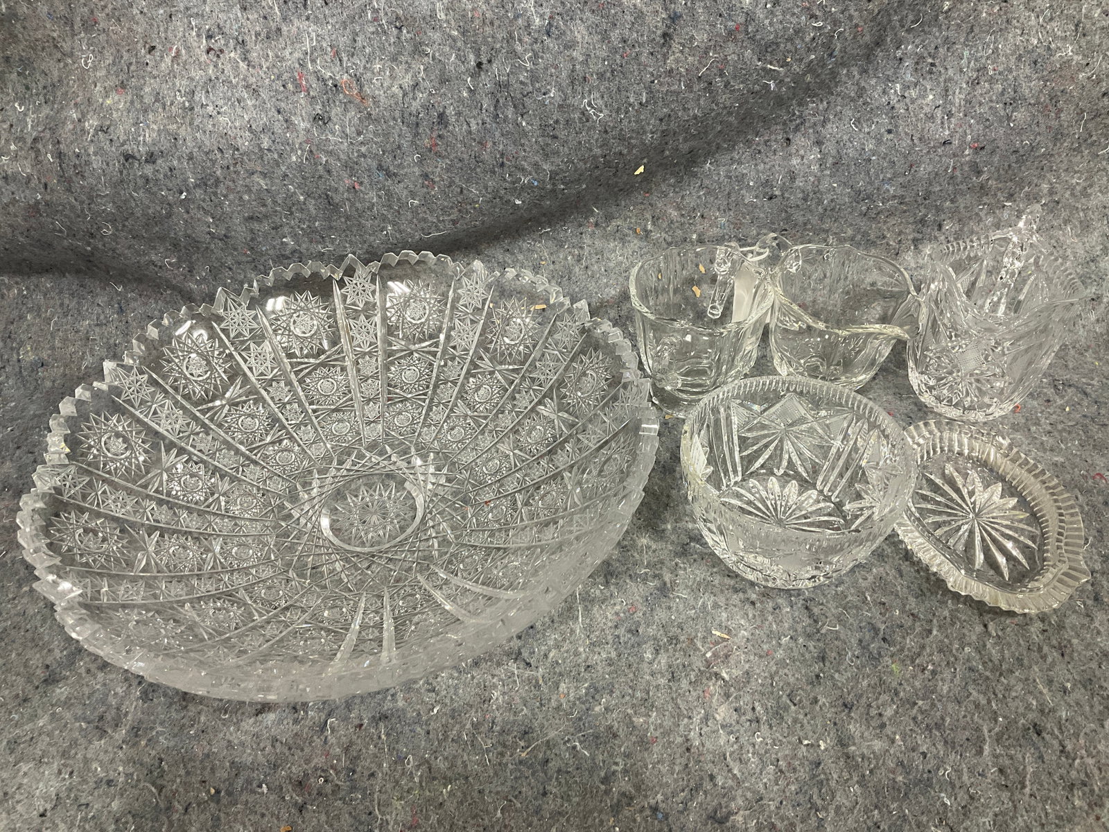 Crystal cut bowl, pitchers, and more(tallest 4.5in) (1 of 1)