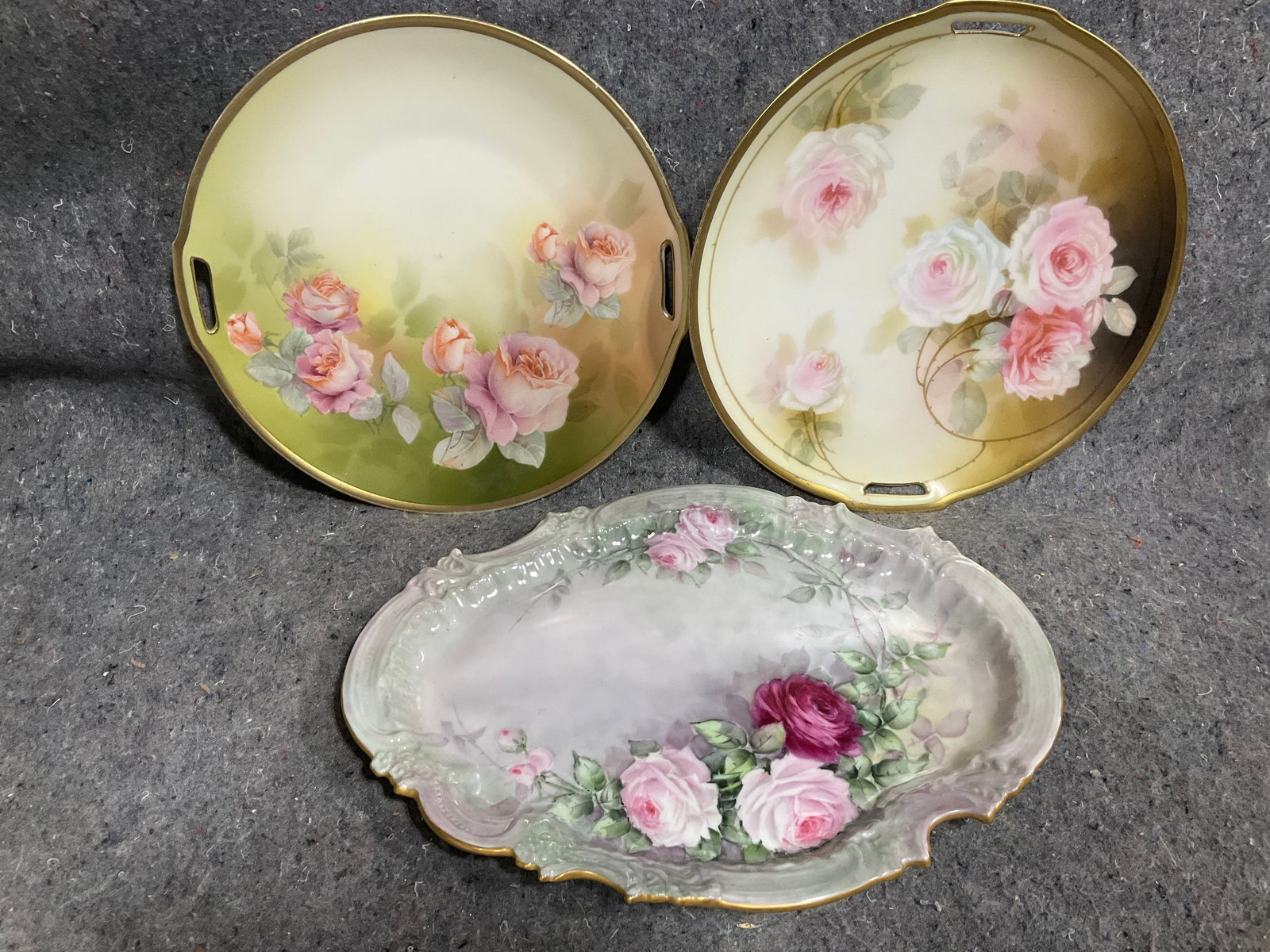 Handpainted floral plates(longest 12in): Handpainted floral plates(longest 12in)