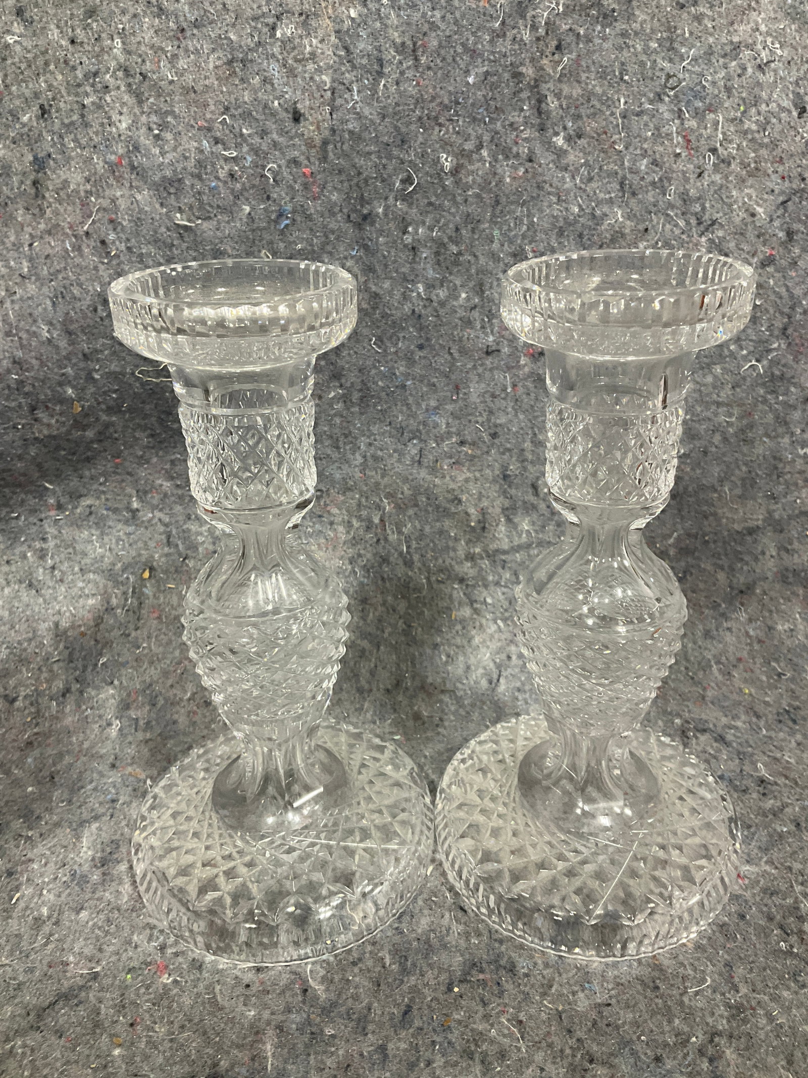 Crystal candleholders(7.5in tallest): Crystal candleholders(7.5in tallest)