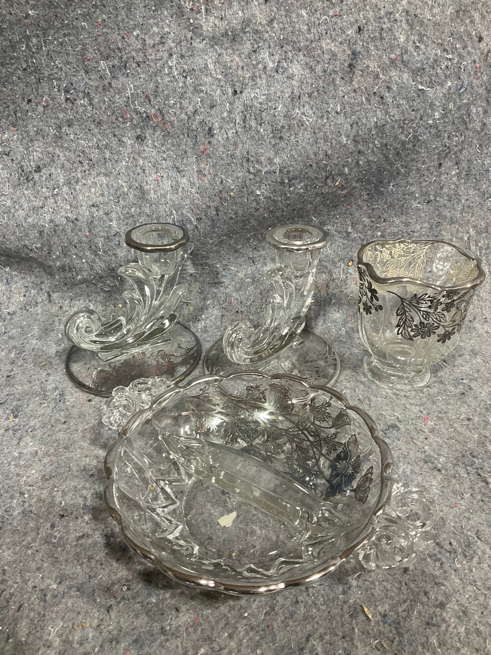 Silver overlay pitcher, candleholders, and more(tallest 4in) (1 of 1)