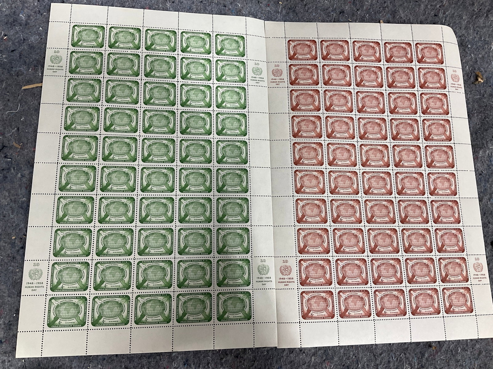 1948-1958 United Nations Full Stamp Sheets (1 of 1)