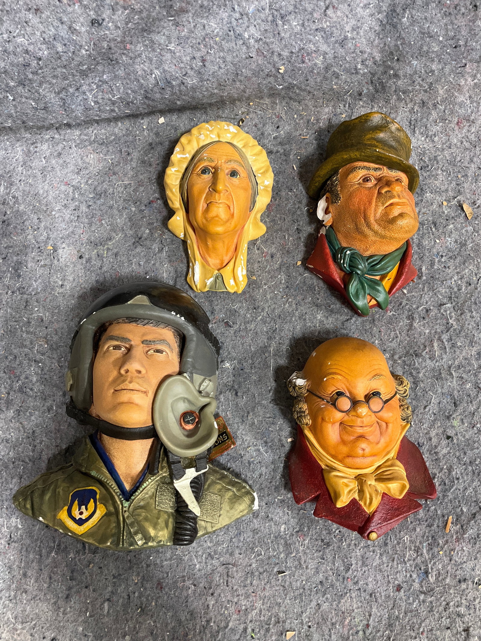 Vintage Chalkware Head Sculptures (8in Tallest-chipped) (1 of 1)
