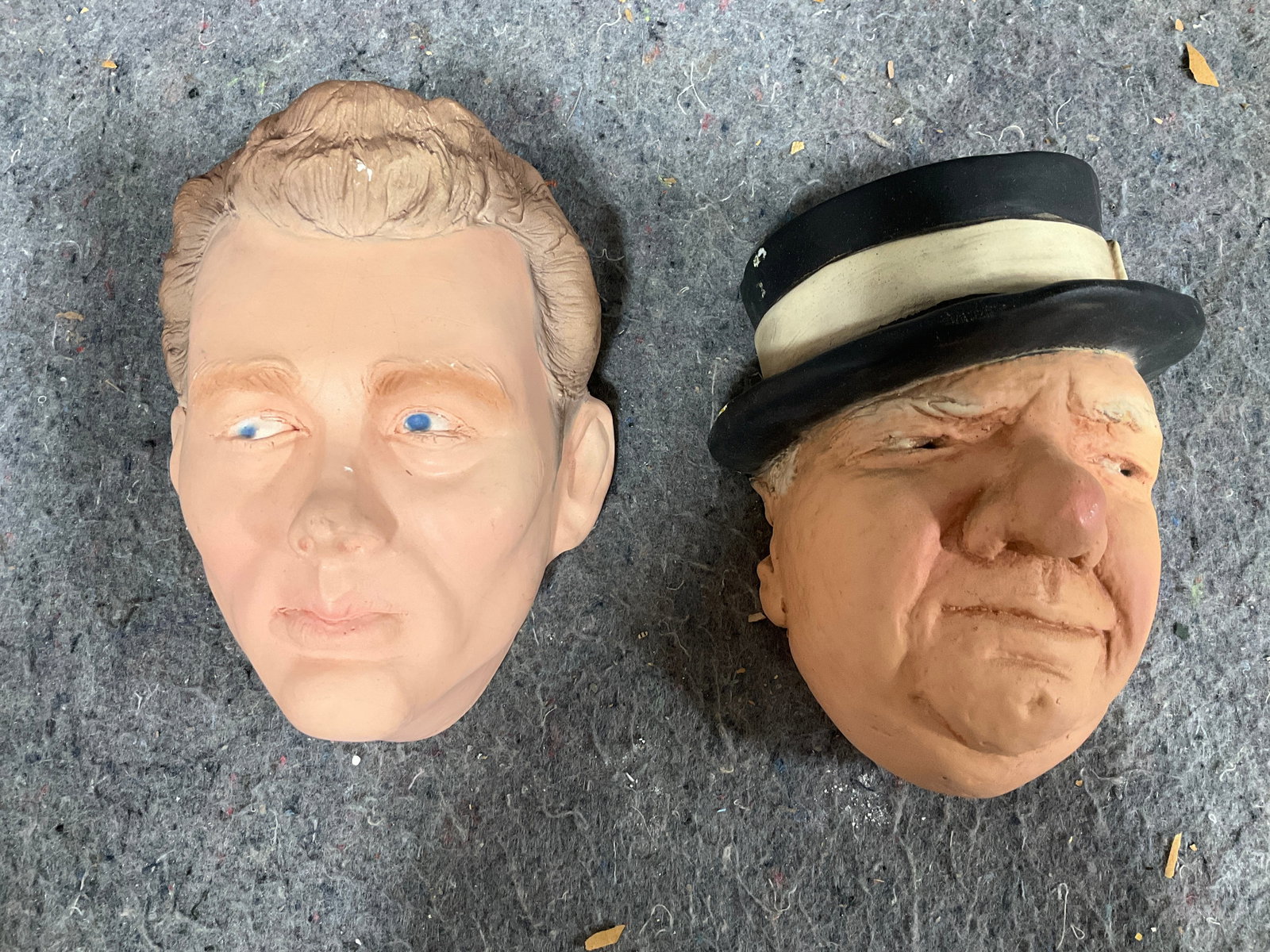 Vintage Chalkware Head Sculptures (6in Tall-both slightly chipped) (1 of 1)
