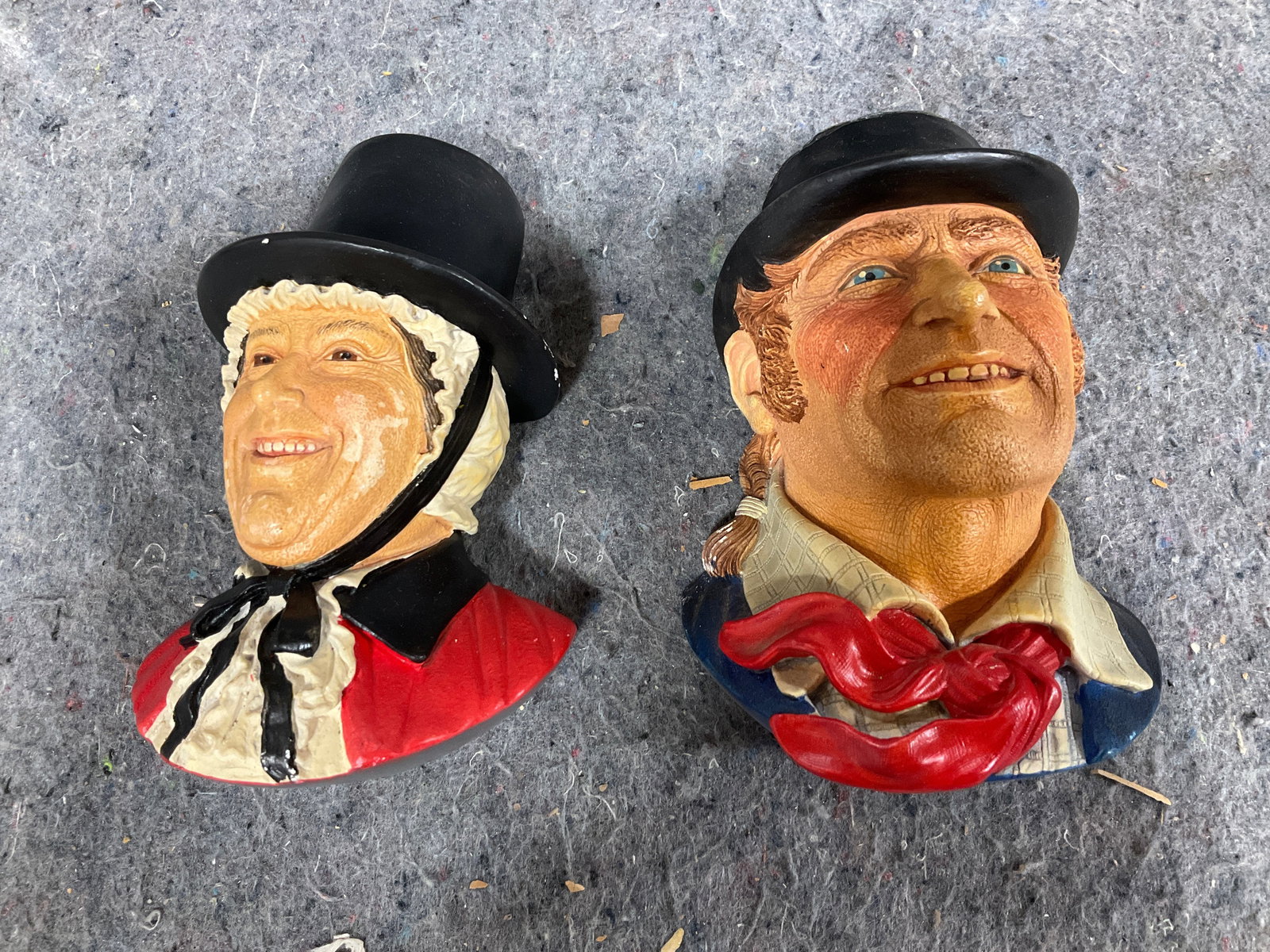 Vintage Chalkware Head Sculptures - Legend Products *both signed on bottom* (6in Tallest -one: Vintage Chalkware Head Sculptures - Legend Products *both signed on bottom* (6in Tallest -one slightly chipped)