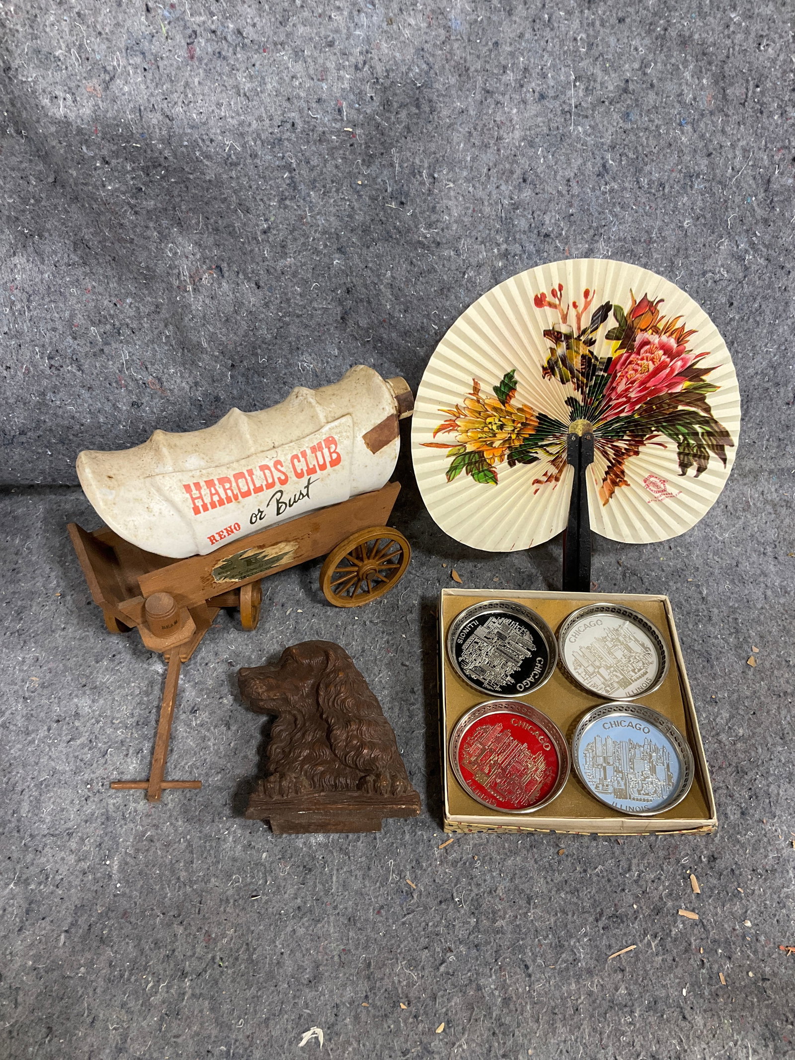 Vintage Jim Beam wagon decanter(empty), handmade fan, and more (1 of 1)