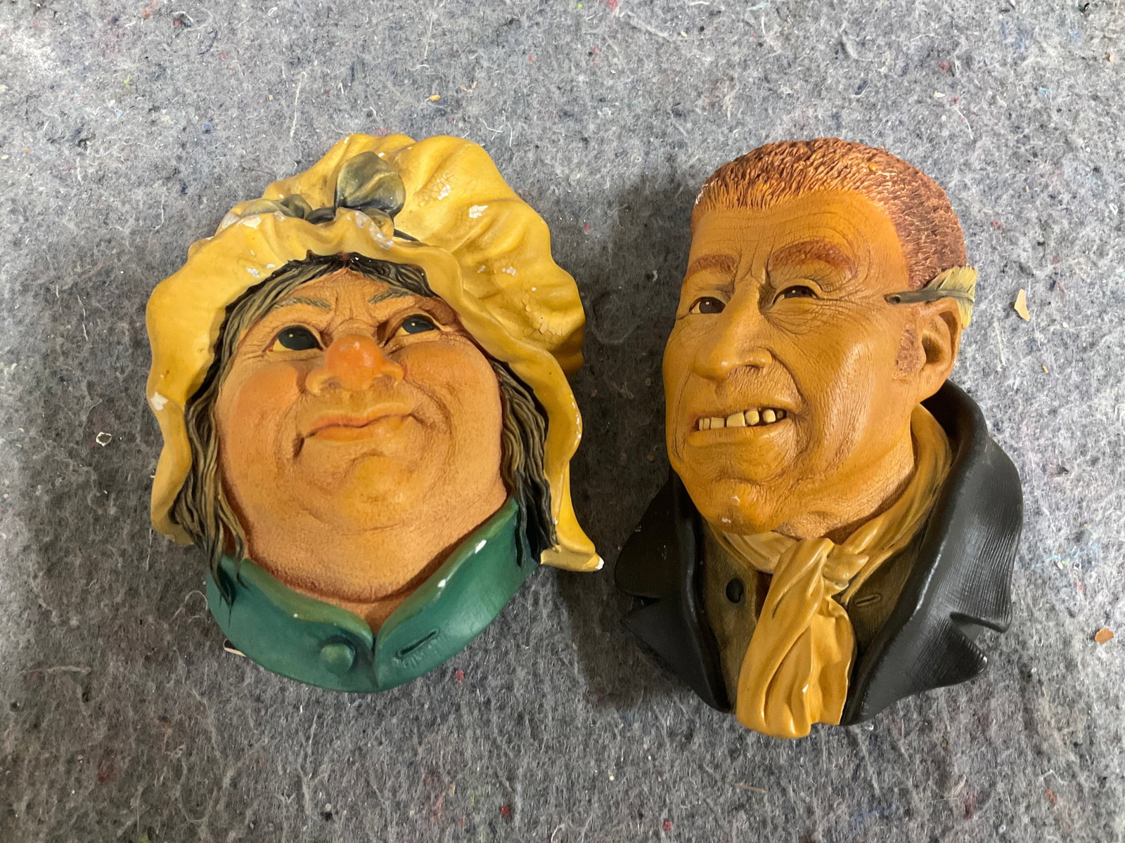Vintage Bossons Chalkware Head Sculptures -both slightly chipped(6.5in Tall) (1 of 1)