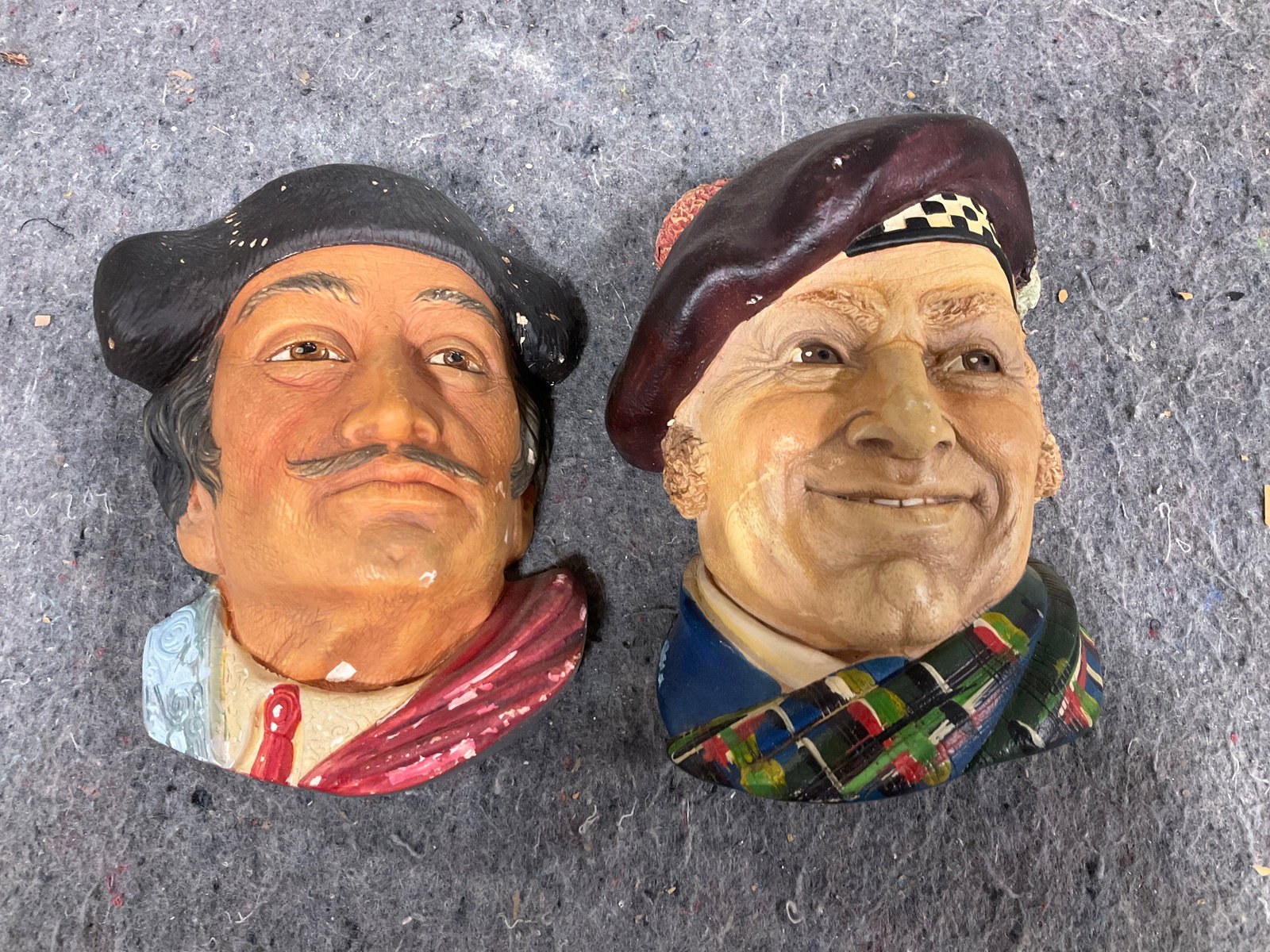 Vintage Chalkware Head Sculptures made in England(6in Tall-one slightly chipped): Vintage Chalkware Head Sculptures made in England(6in Tall-one slightly chipped)