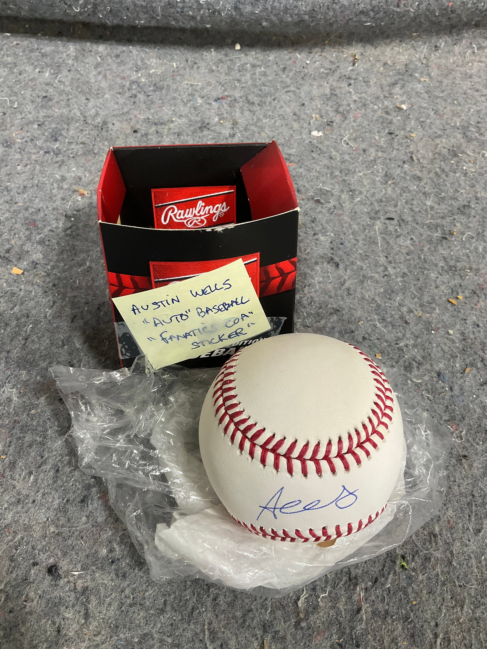 Austin Wells autographed baseball (1 of 1)