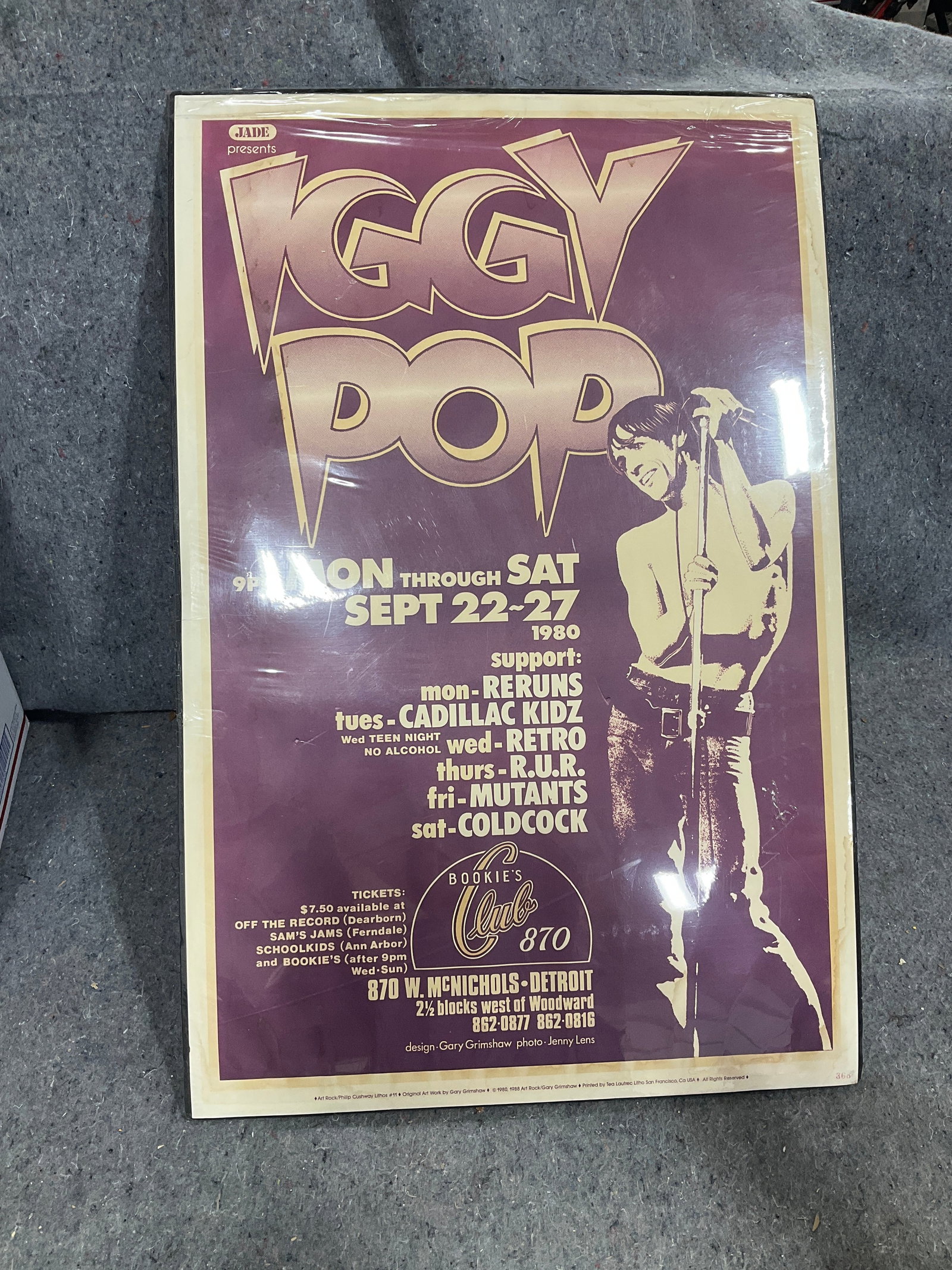 Framed vintage Iggy Pop print(19inx28in): Framed vintage Iggy Pop print(19inx28in)
