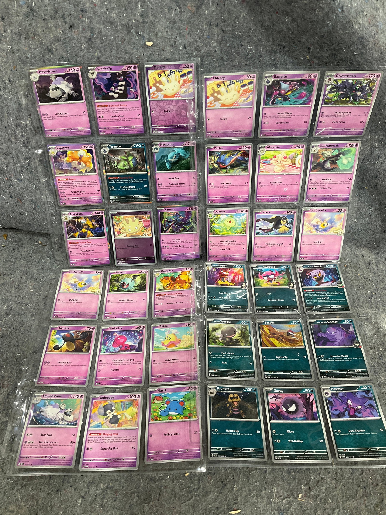 Various Pokemon cards in collector sheets: Various Pokemon cards in collector sheets