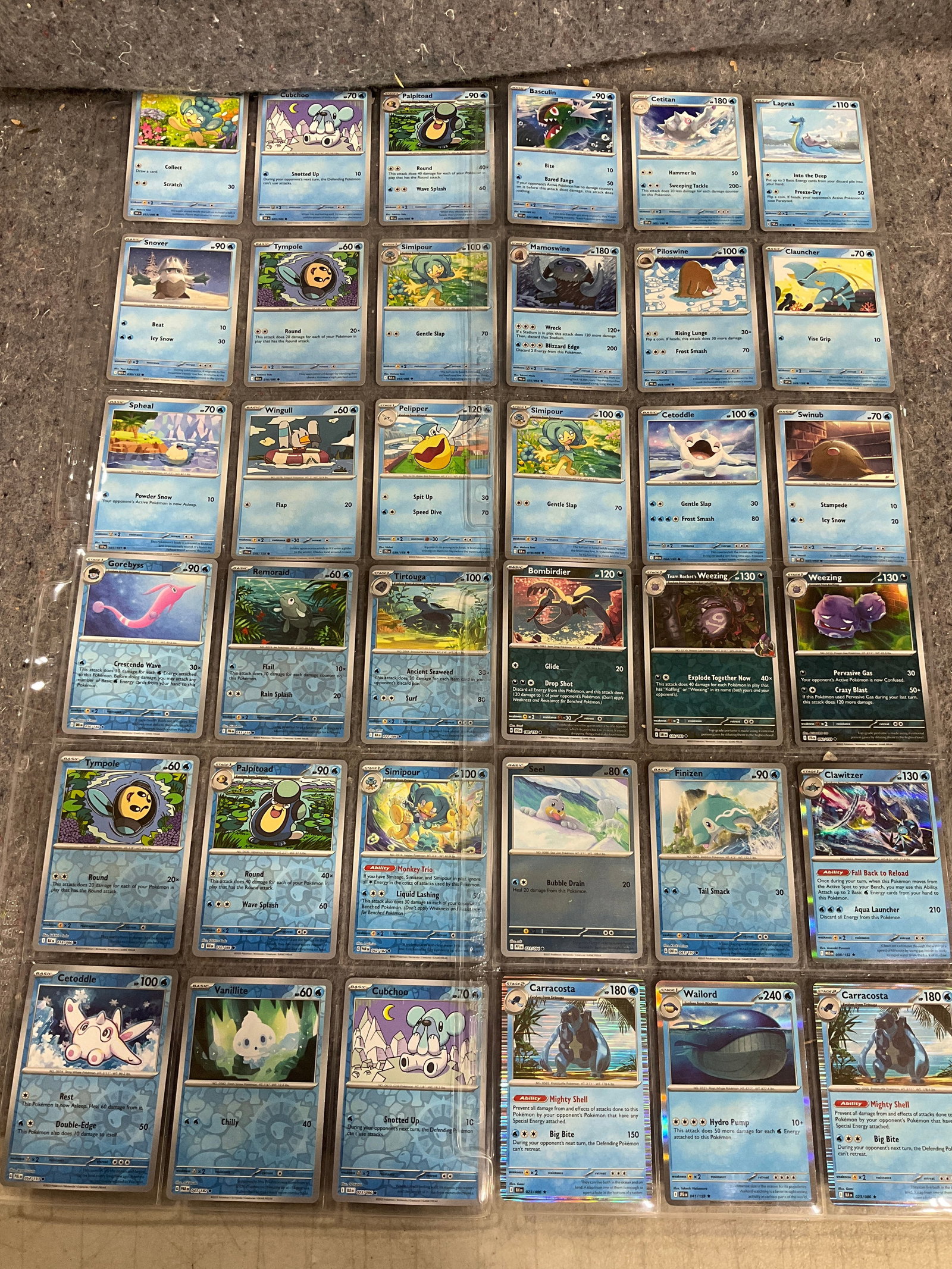 Various Pokemon cards in collector sheets: Various Pokemon cards in collector sheets