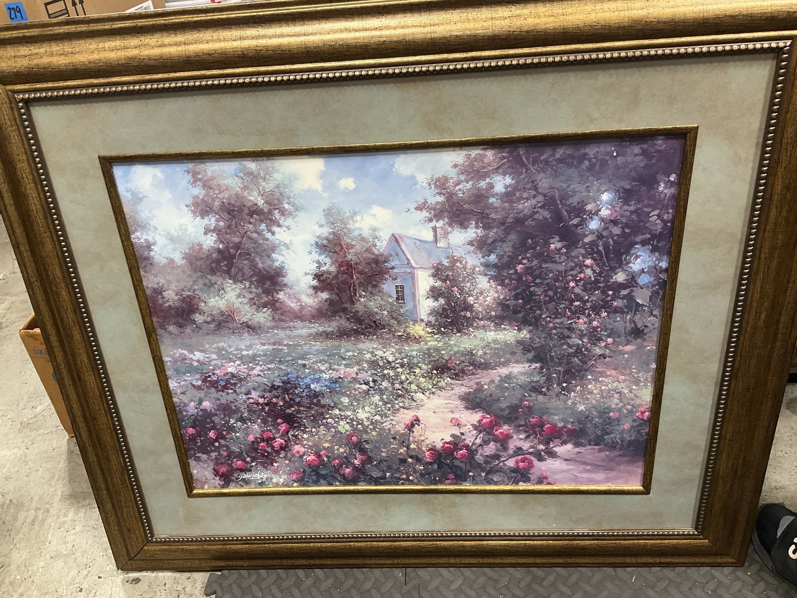 Framed and signed floral artwork(32inx38in) (1 of 1)