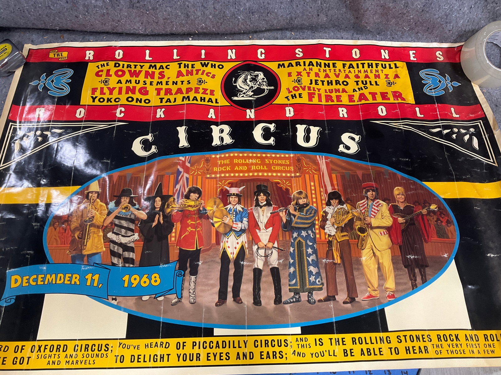 Vintage Rolling Stones rockand roll circus poster(24inx35.5in): Vintage Rolling Stones rockand roll circus poster(24inx35.5in)