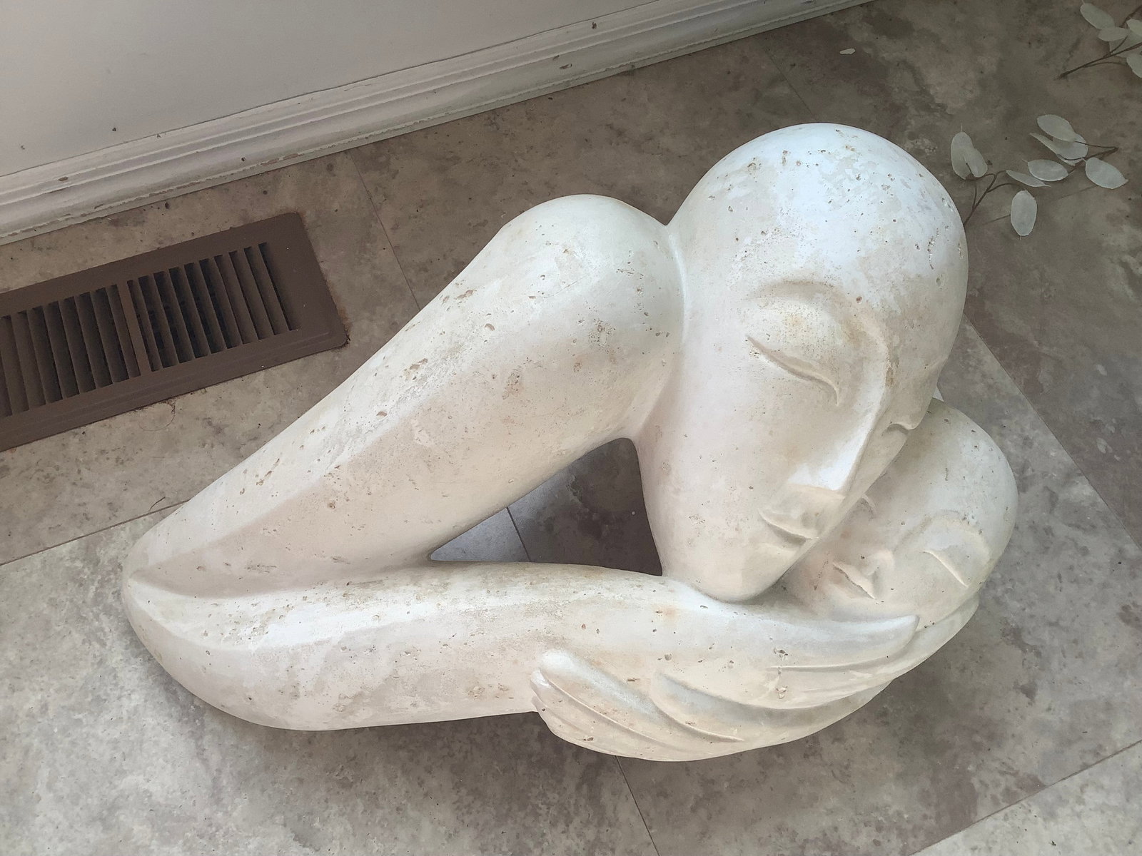 Cement 2 headed decor(12in tall) (1 of 1)