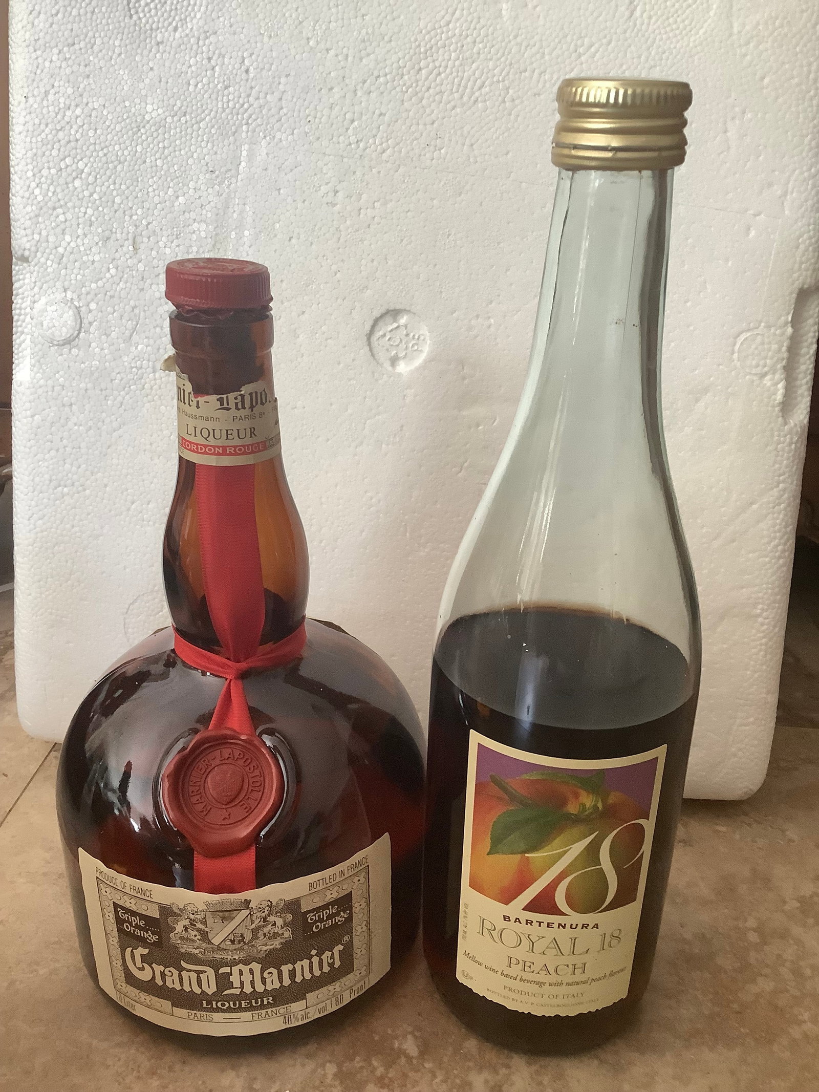 Grand Marnier and Royal peach alcohol-different amounts in each: Grand Marnier and Royal peach alcohol-different amounts in each
