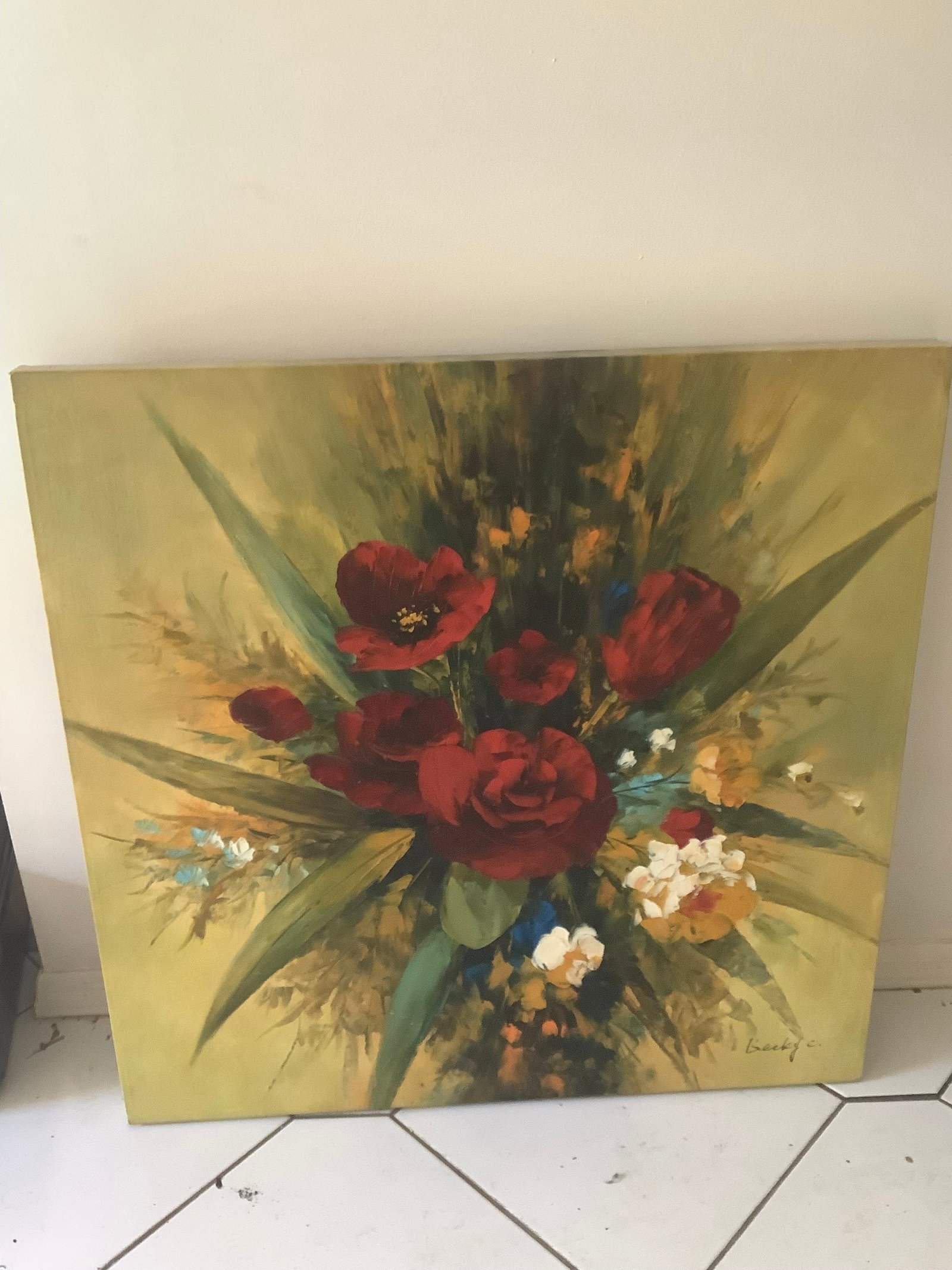 Canvas painting signed Becky C.(30inx30in): Canvas painting signed Becky C.(30inx30in)