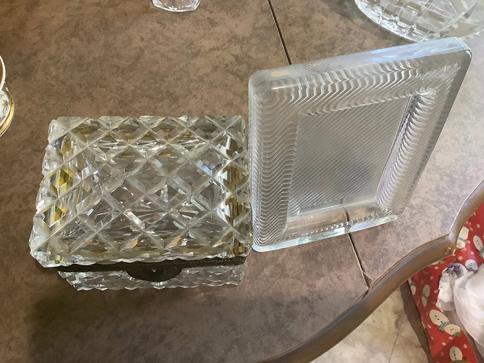 Crystal trinket box and Mikasa frame: Crystal trinket box and Mikasa frame