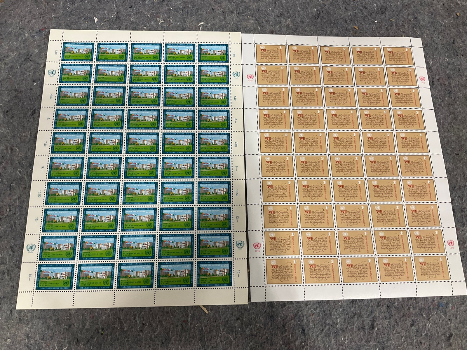 1969 and 1978 stamp sheets: 1969 and 1978 stamp sheets