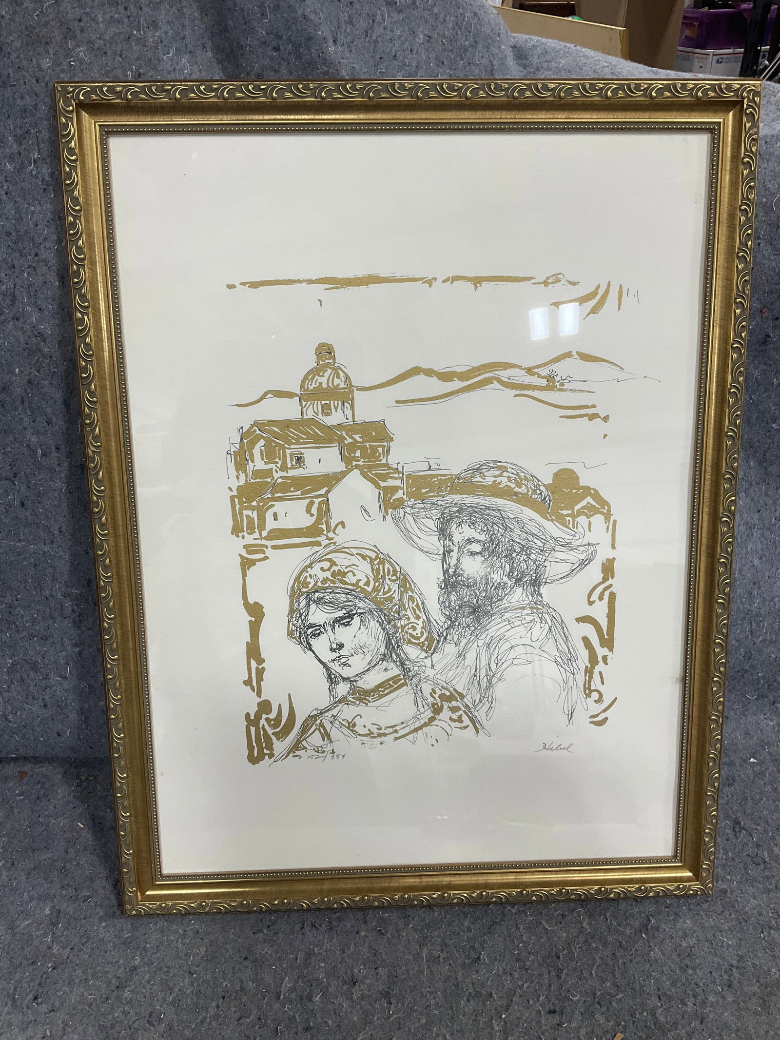 Framed artwork signed Hibel(18.5inx24in): Framed artwork signed Hibel(18.5inx24in)
