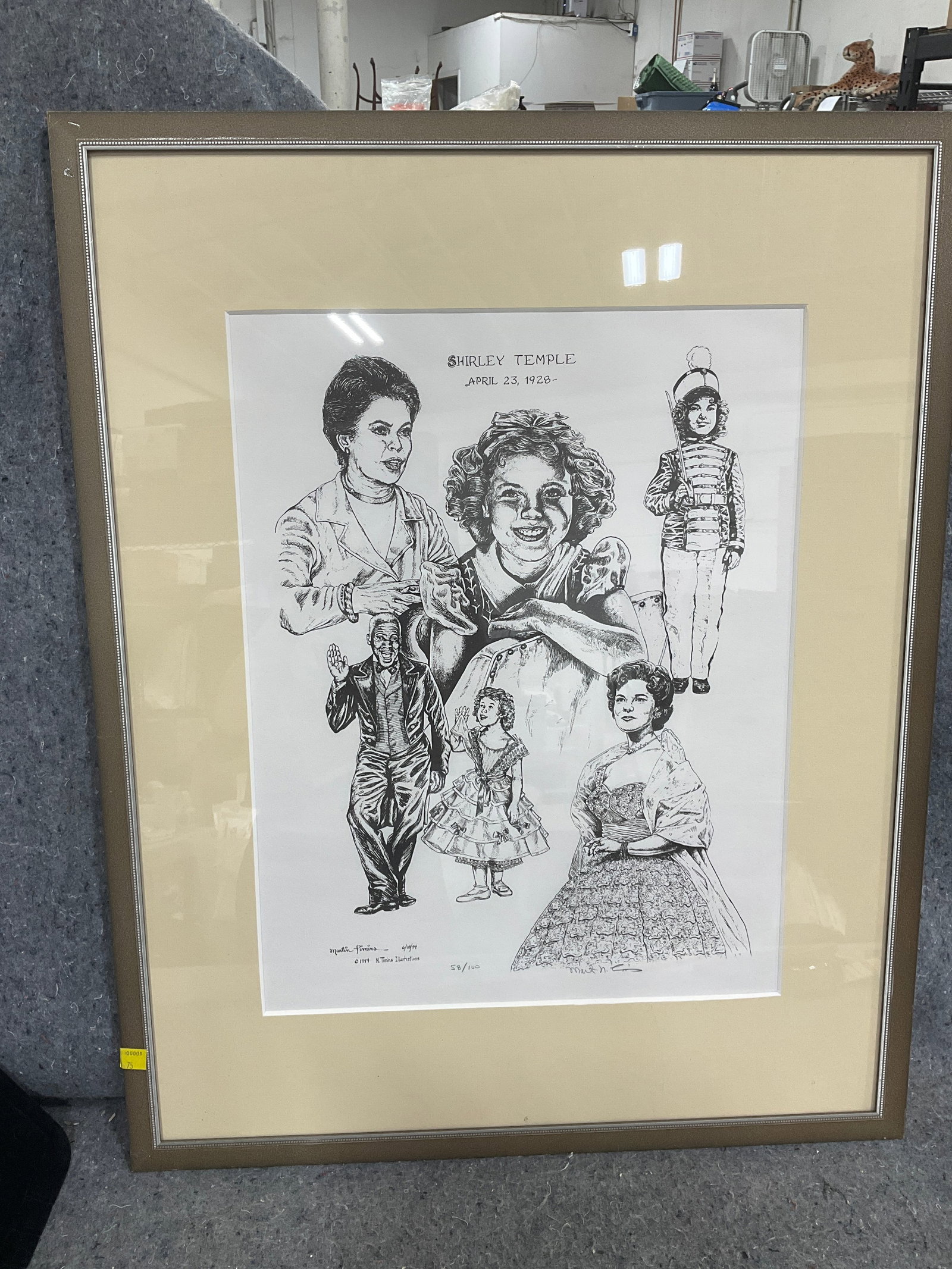 1984 framed Shirley Temple artwork signed M. Timins(23.5inx29.5in) (1 of 1)