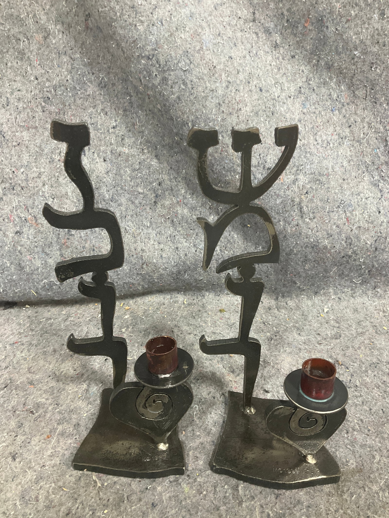 Welded steel shabbat candle holders(11in tall) (1 of 1)