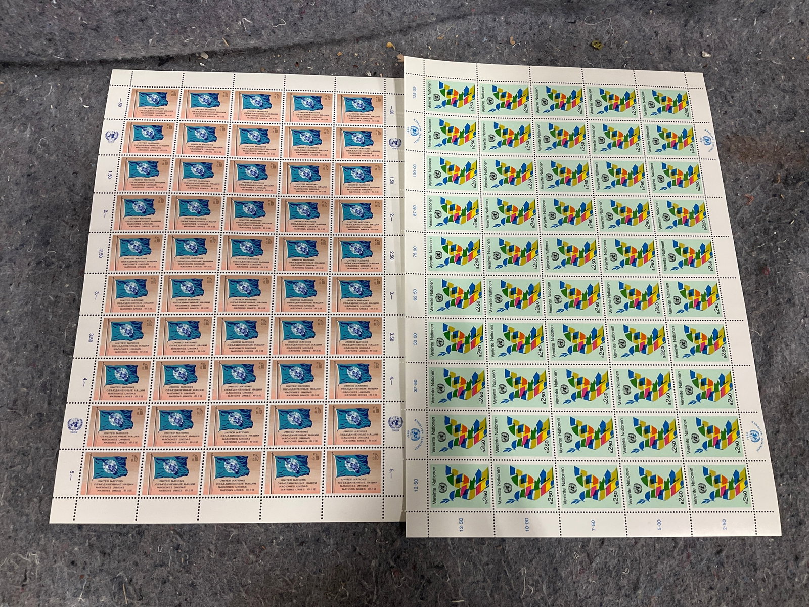 1969 and 1980 stamp sheets: 1969 and 1980 stamp sheets