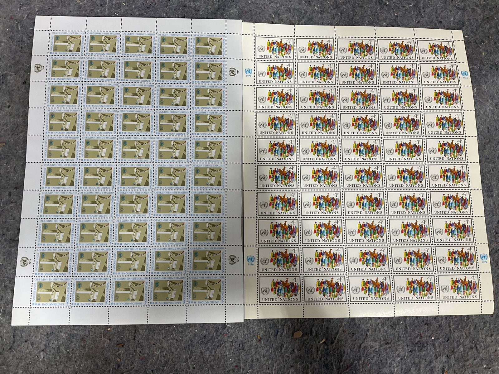 1974 and 1976 stamp sheets: 1974 and 1976 stamp sheets