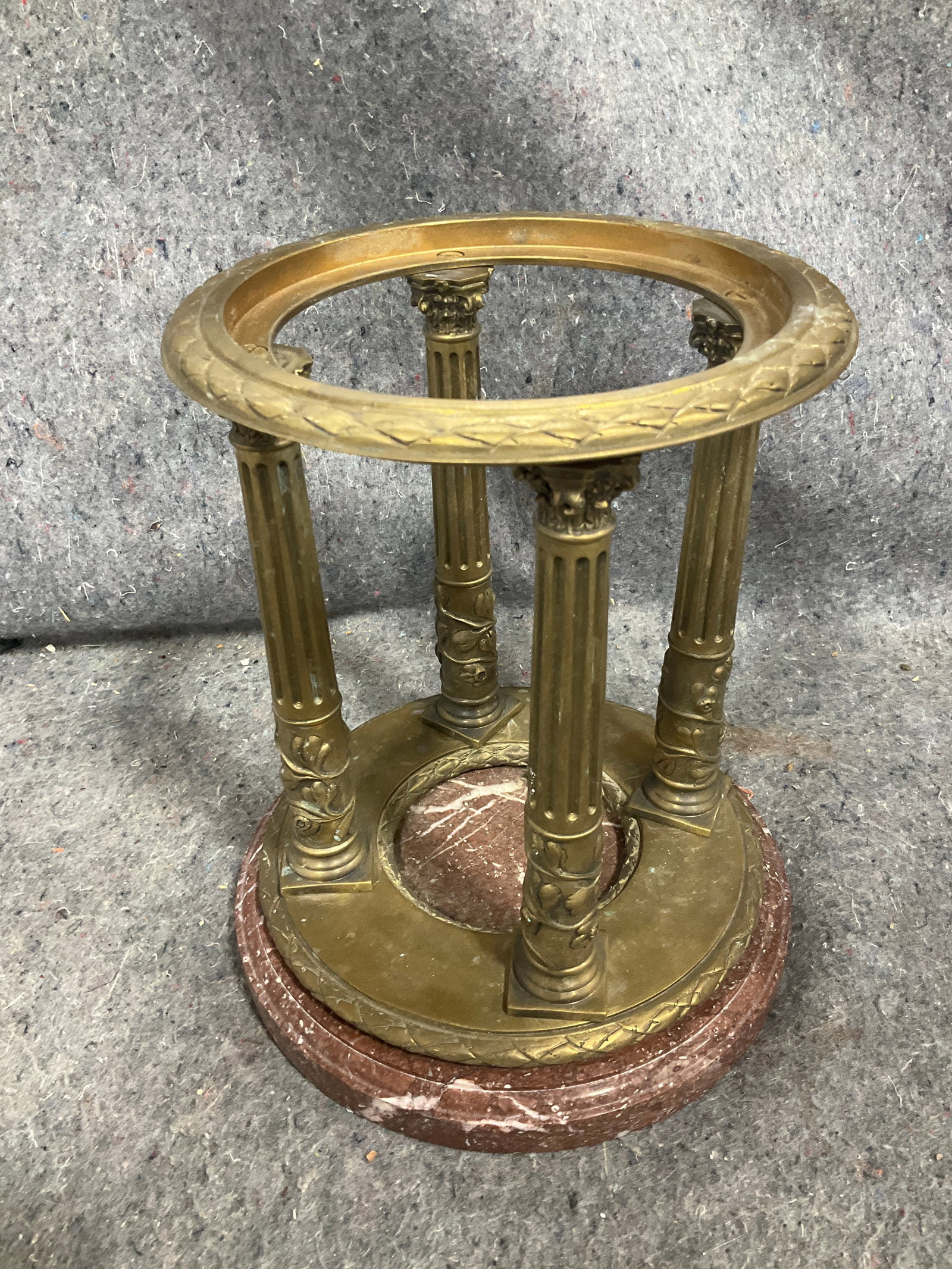 Brass columned stand with a marble base (1 of 1)