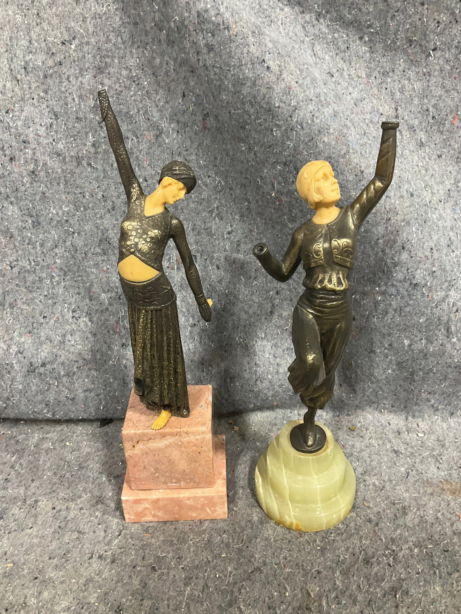 Art deco style bronze dancer figurines(16in tallest): Art deco style bronze dancer figurines(16in tallest)