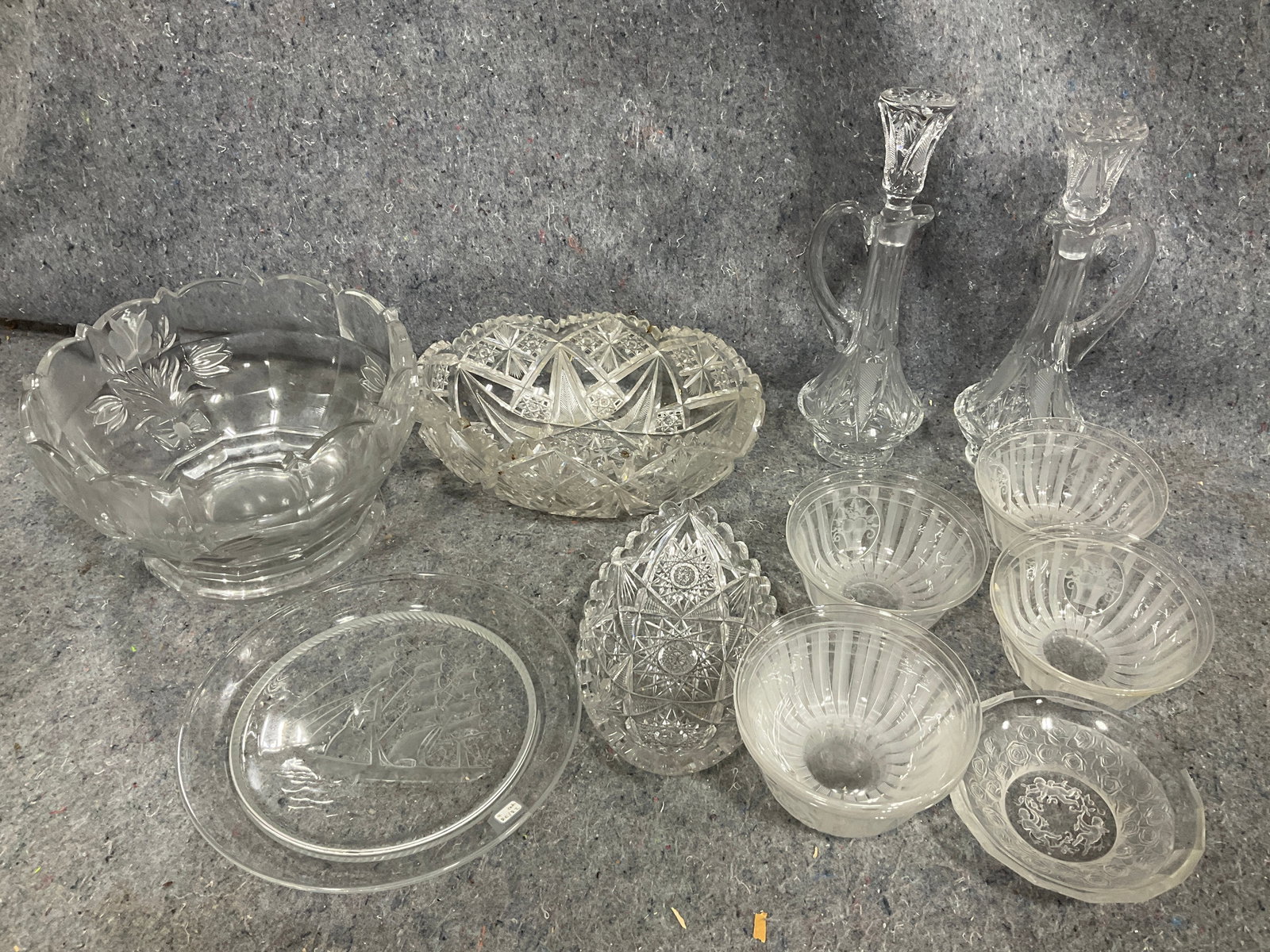 Various Crystal Glass - Decanters, Bowls, and Plates (Tallest - 10.5in) (1 of 1)